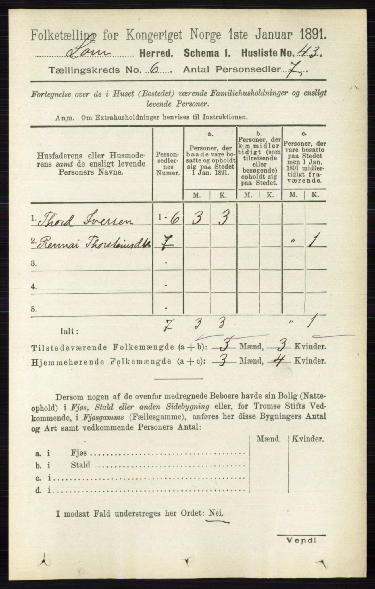 RA, 1891 census for 0514 Lom, 1891, p. 2346