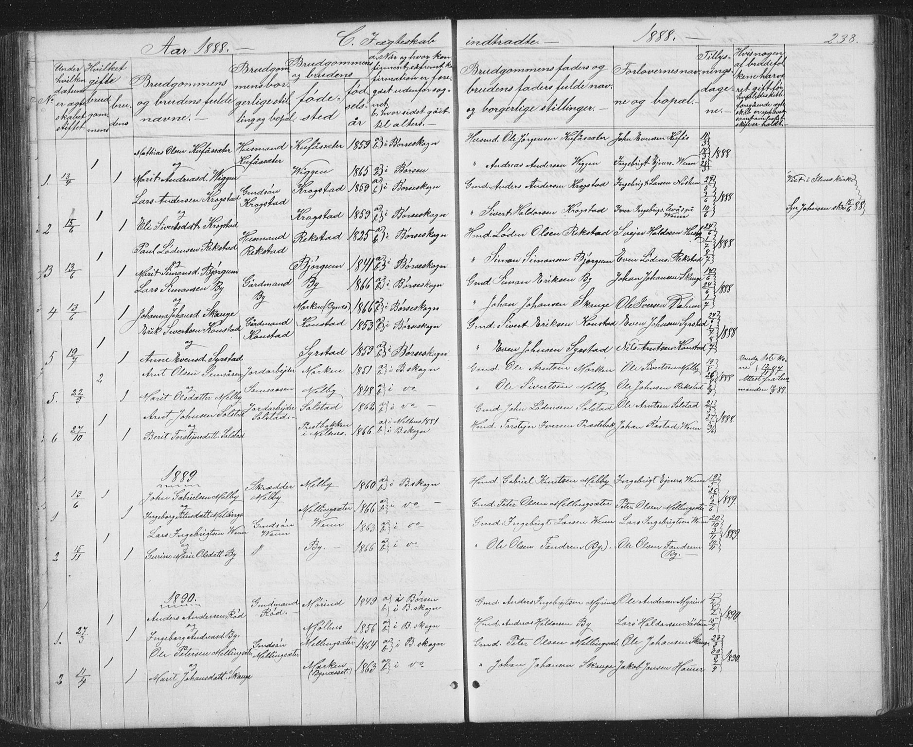 Ministerialprotokoller, klokkerbøker og fødselsregistre - Sør-Trøndelag, SAT/A-1456/667/L0798: Parish register (copy) no. 667C03, 1867-1929, p. 238