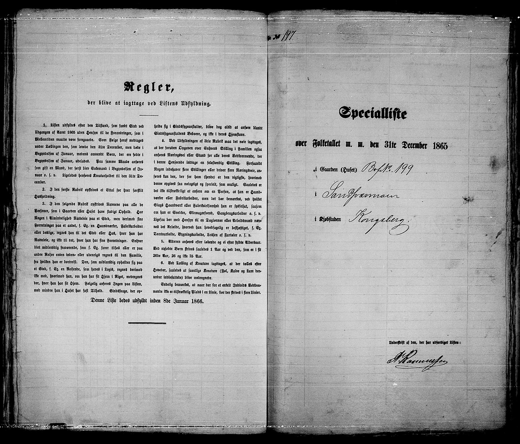 RA, 1865 census for Kongsberg/Kongsberg, 1865, p. 406