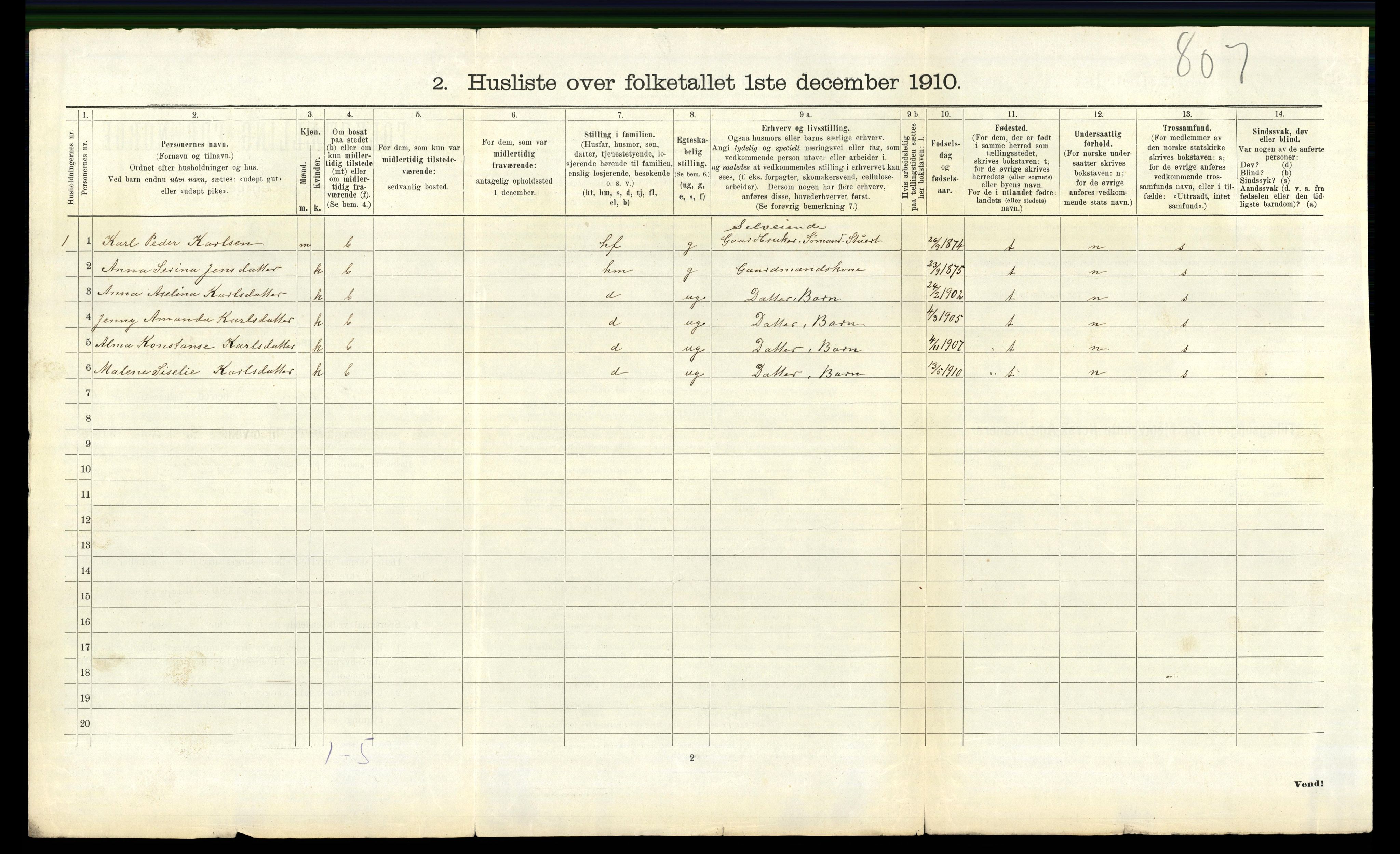 RA, 1910 census for Fjelberg, 1910, p. 714