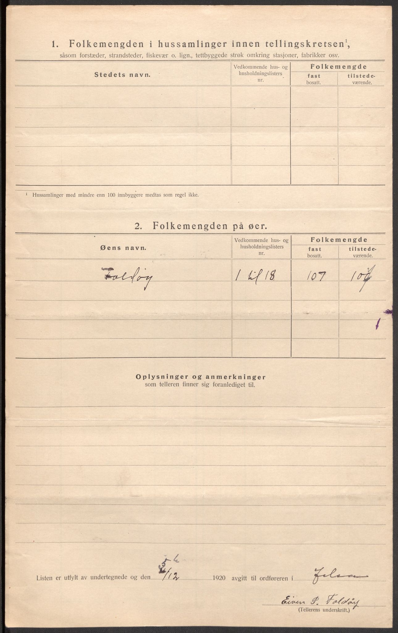 SAST, 1920 census for Jelsa, 1920, p. 18