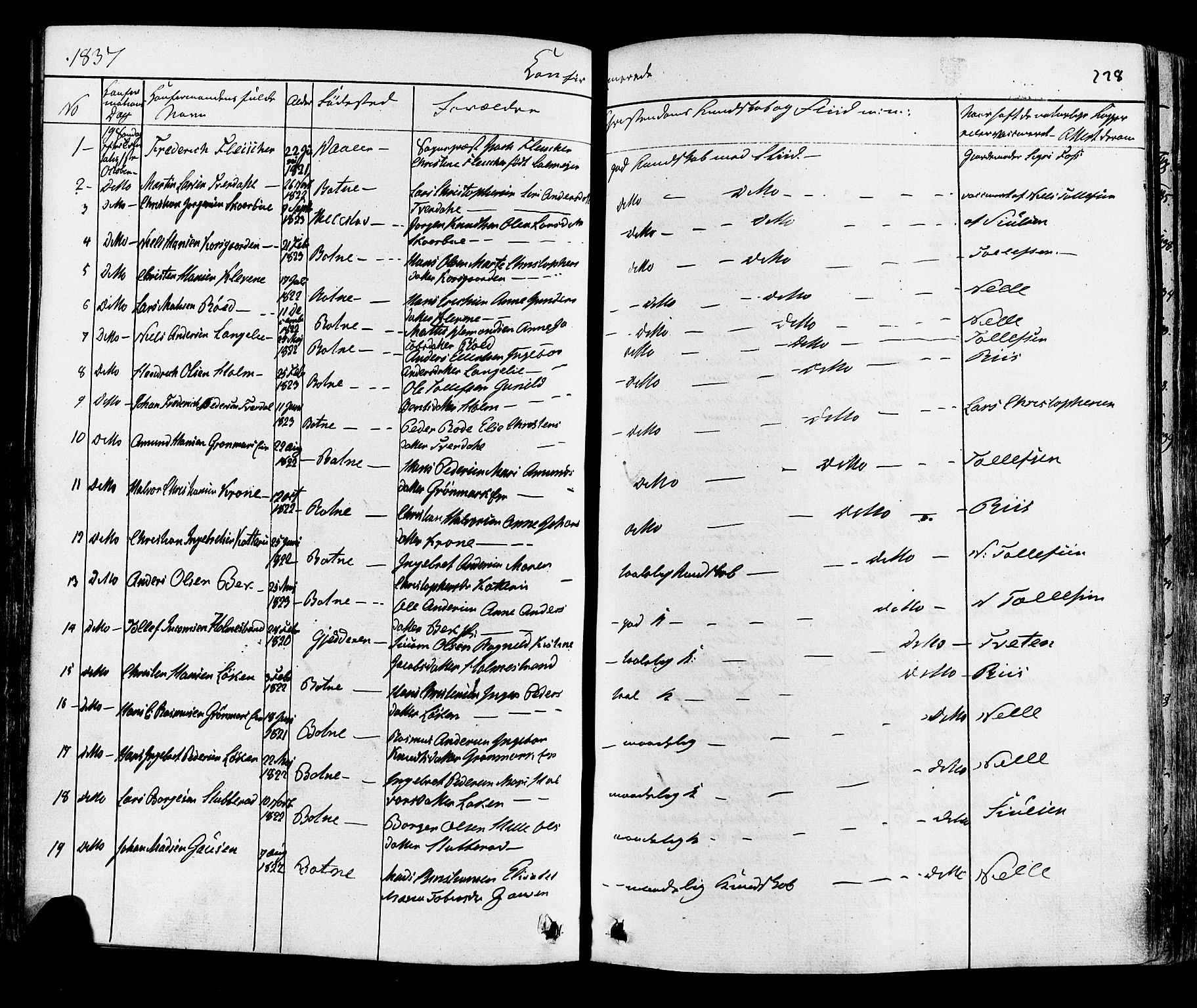 Botne kirkebøker, AV/SAKO-A-340/F/Fa/L0006: Parish register (official) no. I 6, 1836-1877, p. 228