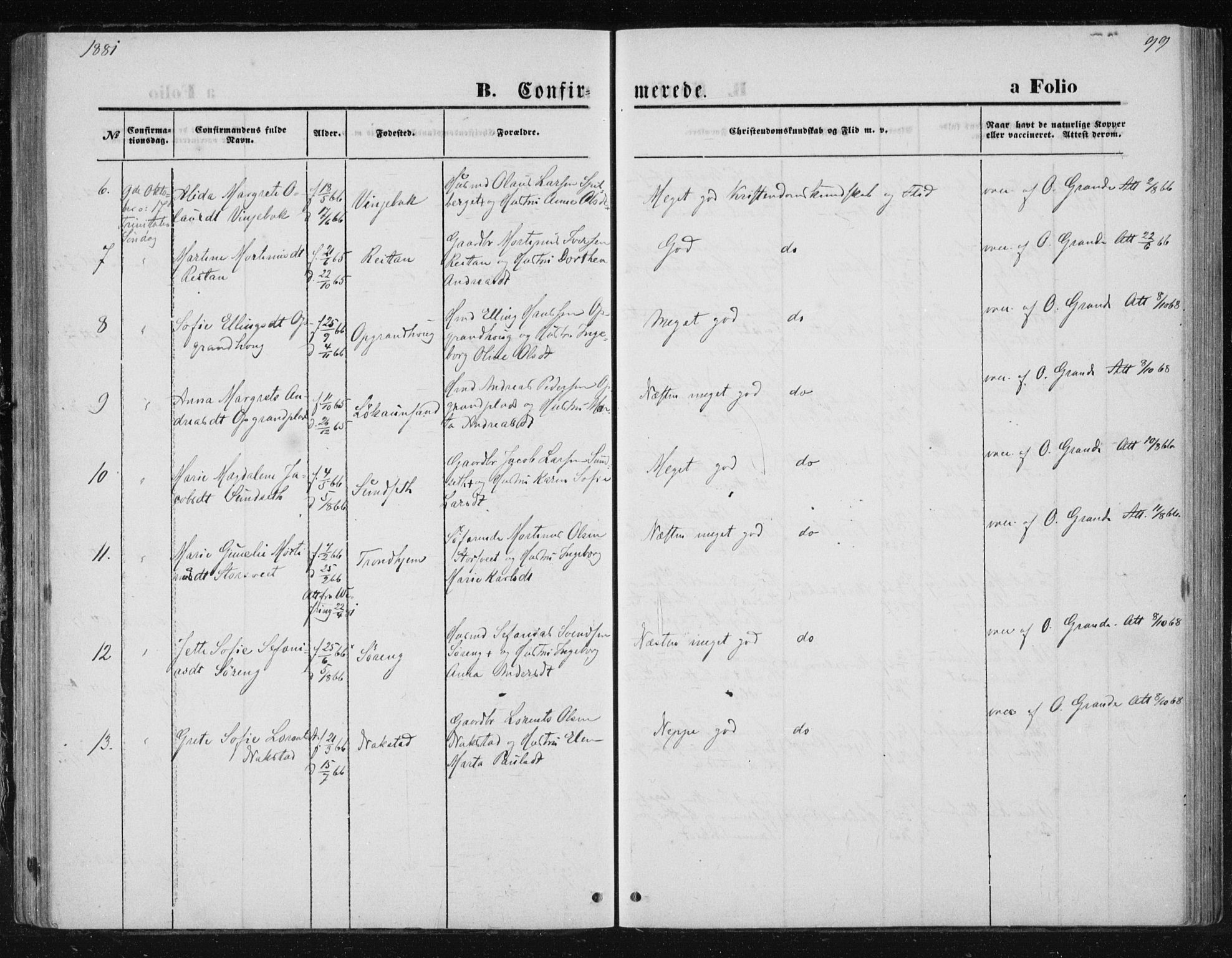 Ministerialprotokoller, klokkerbøker og fødselsregistre - Nord-Trøndelag, AV/SAT-A-1458/733/L0324: Parish register (official) no. 733A03, 1870-1883, p. 99