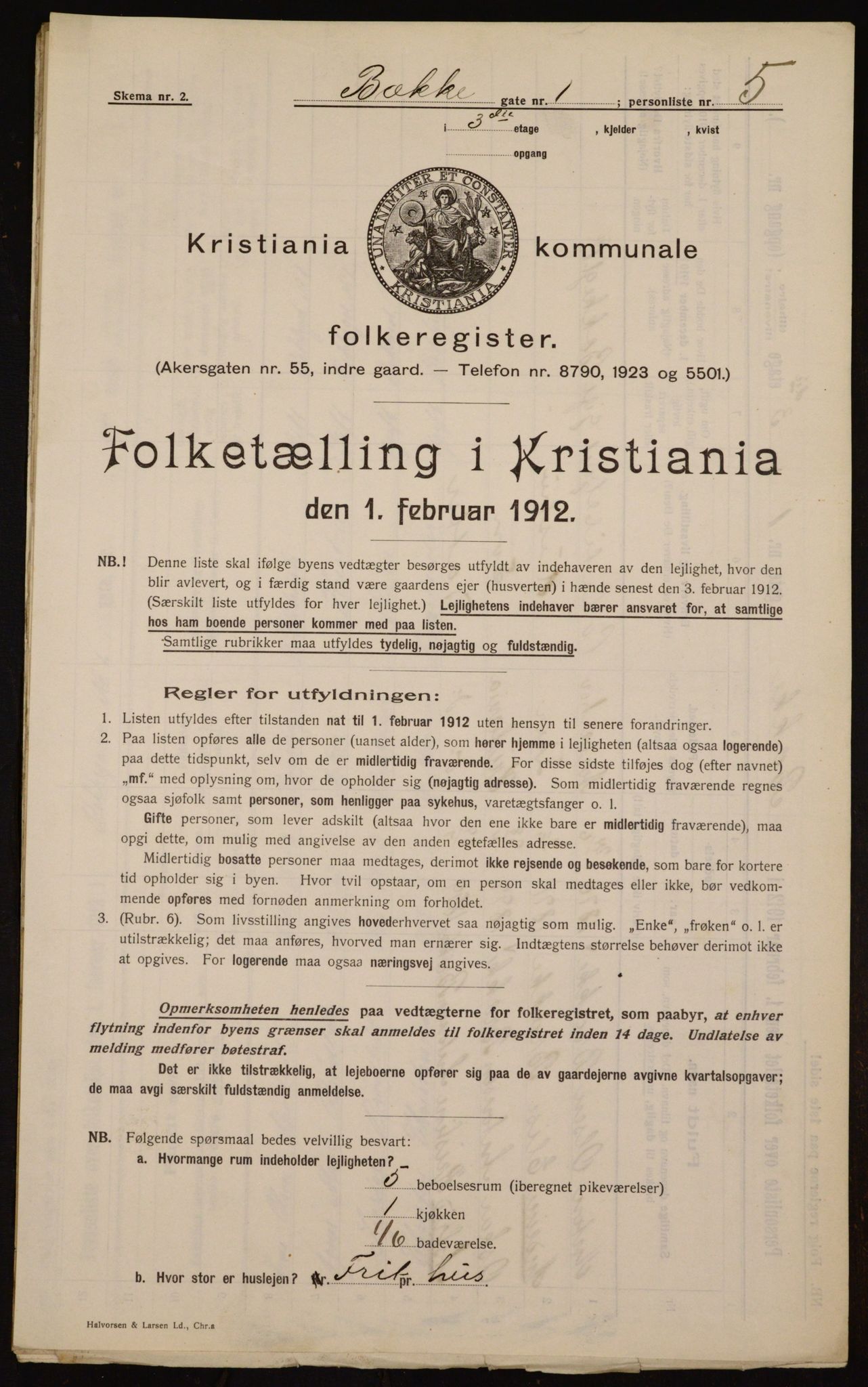 OBA, Municipal Census 1912 for Kristiania, 1912, p. 3370