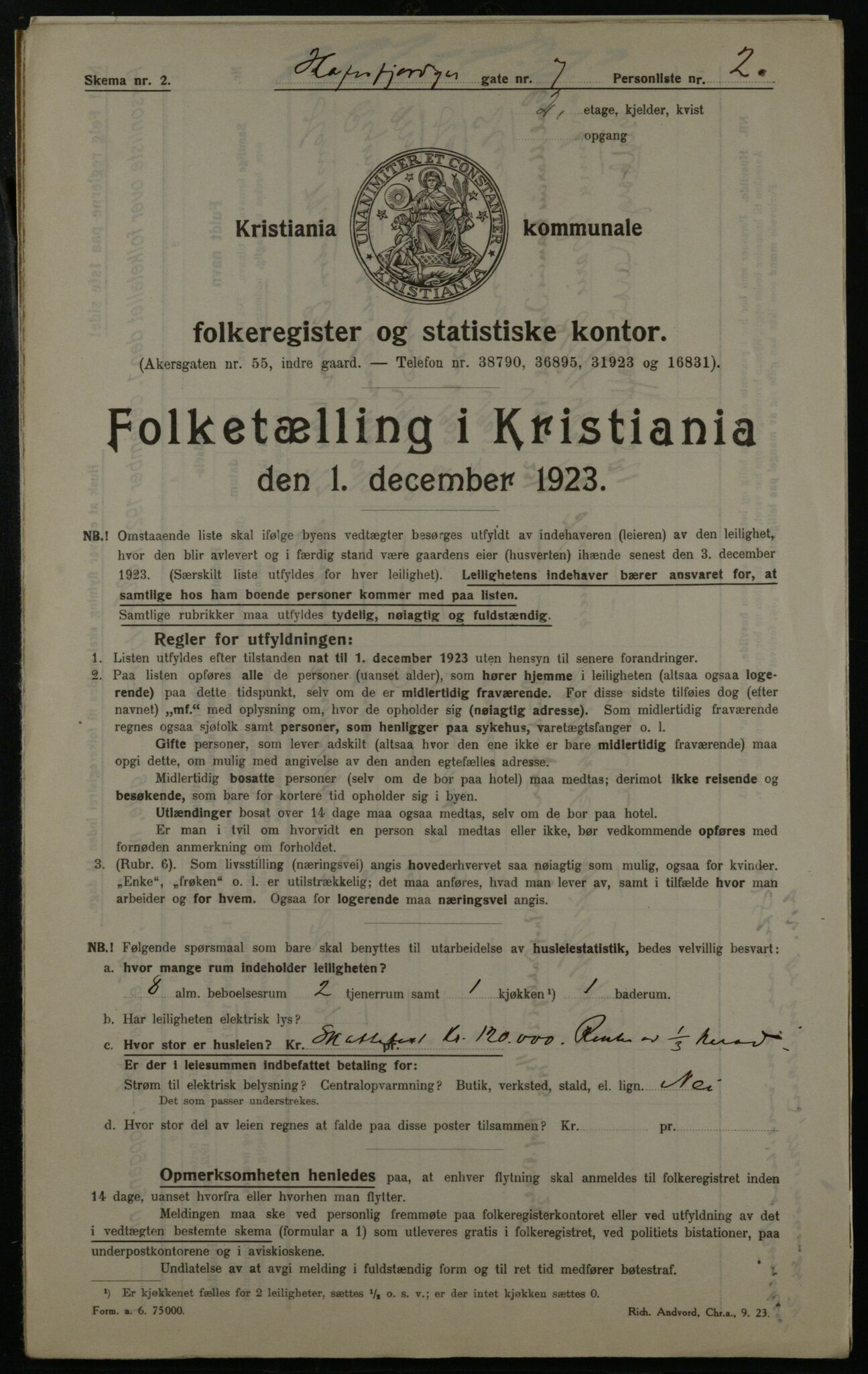 OBA, Municipal Census 1923 for Kristiania, 1923, p. 37293