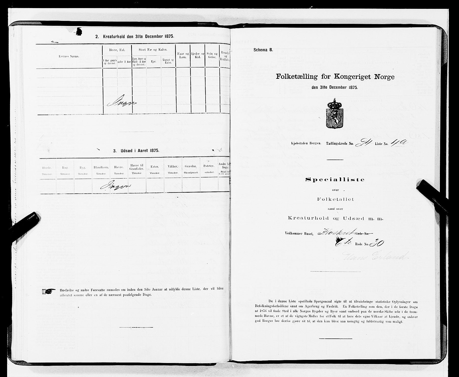 SAB, 1875 census for 1301 Bergen, 1875, p. 1242