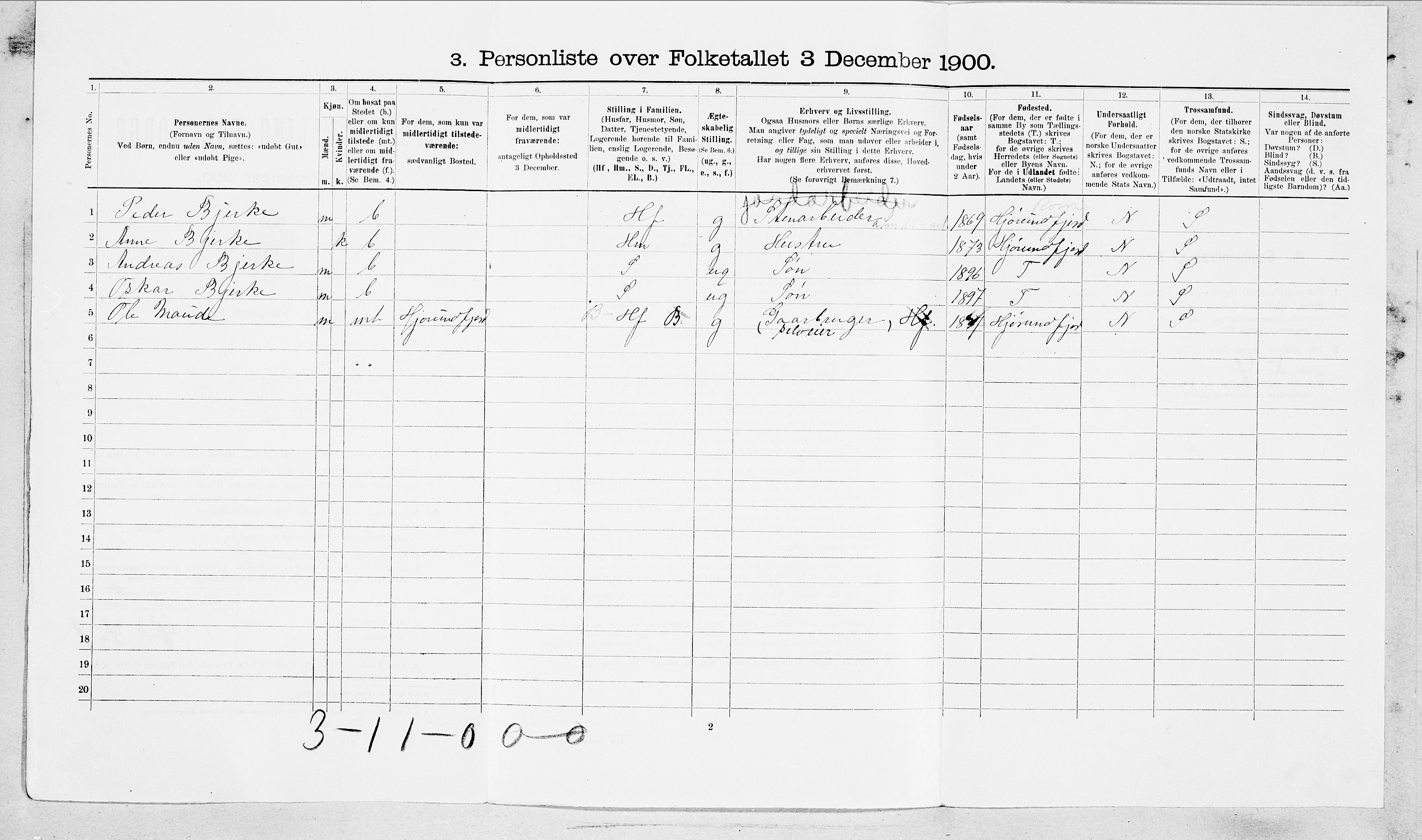 SAT, 1900 census for Ålesund, 1900, p. 4849