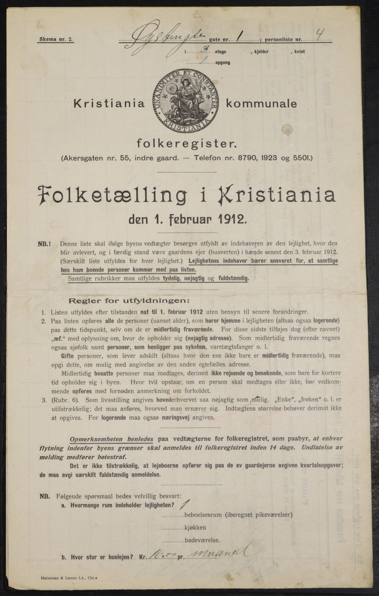 OBA, Municipal Census 1912 for Kristiania, 1912, p. 130308