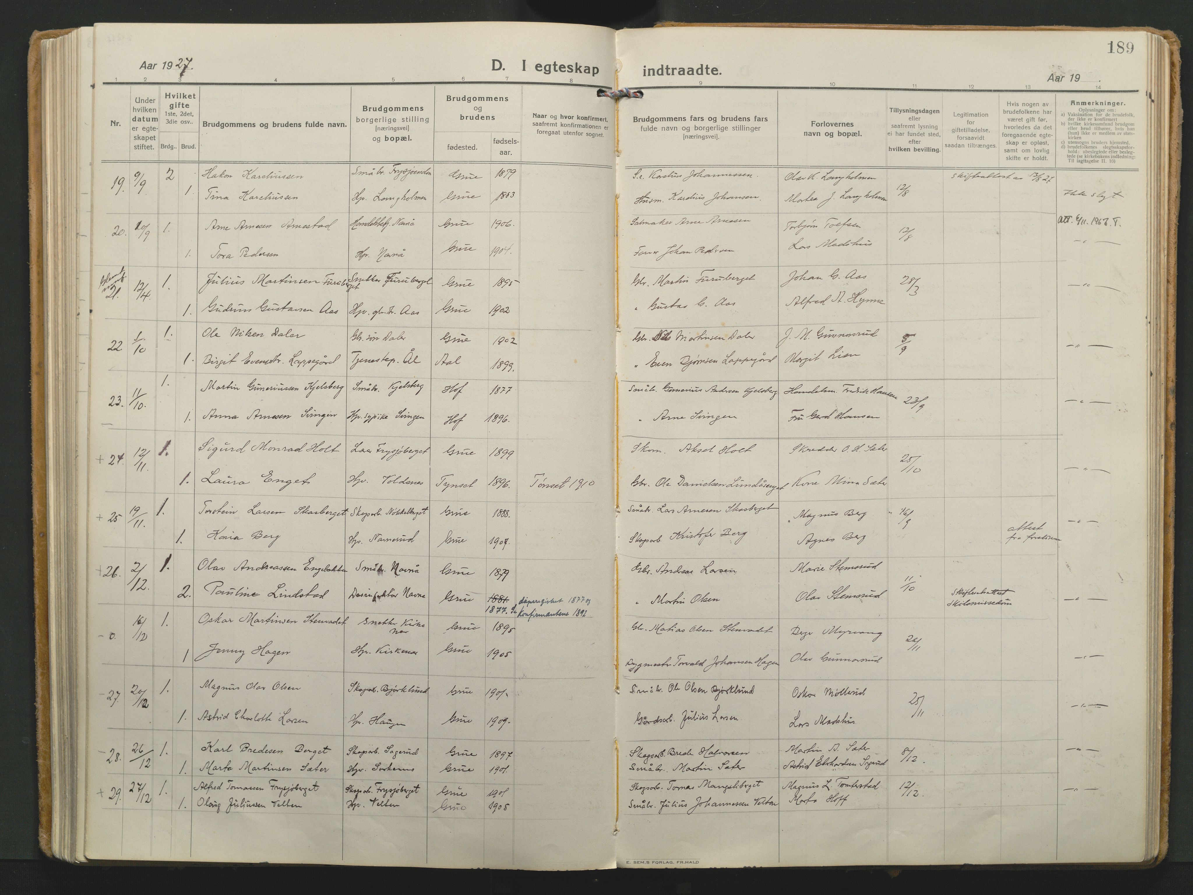 Grue prestekontor, AV/SAH-PREST-036/H/Ha/Haa/L0018: Parish register (official) no. 18, 1923-1940, p. 189