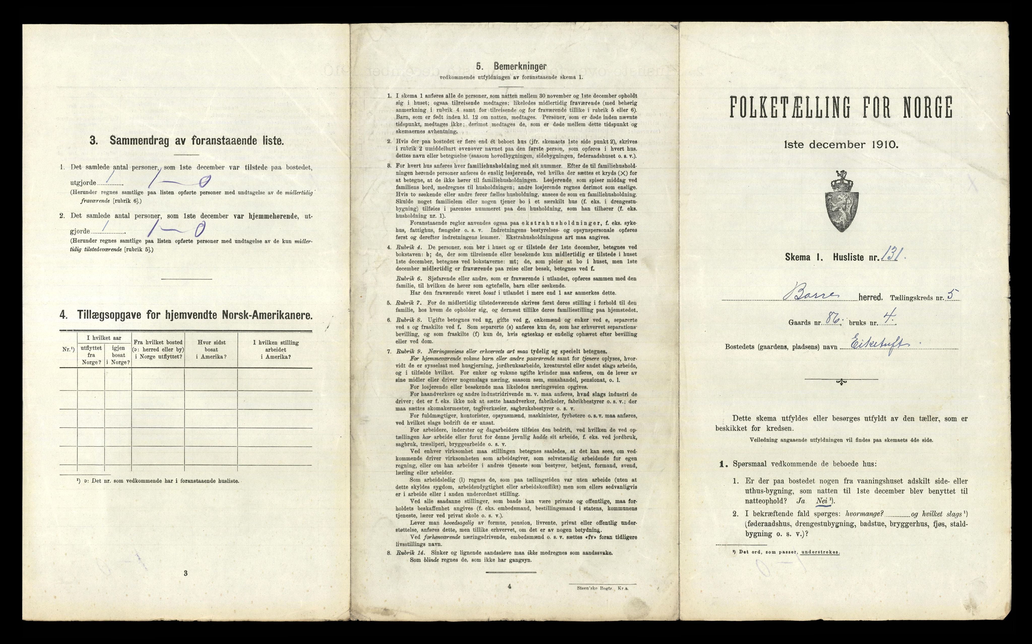 RA, 1910 census for Borre, 1910, p. 1115