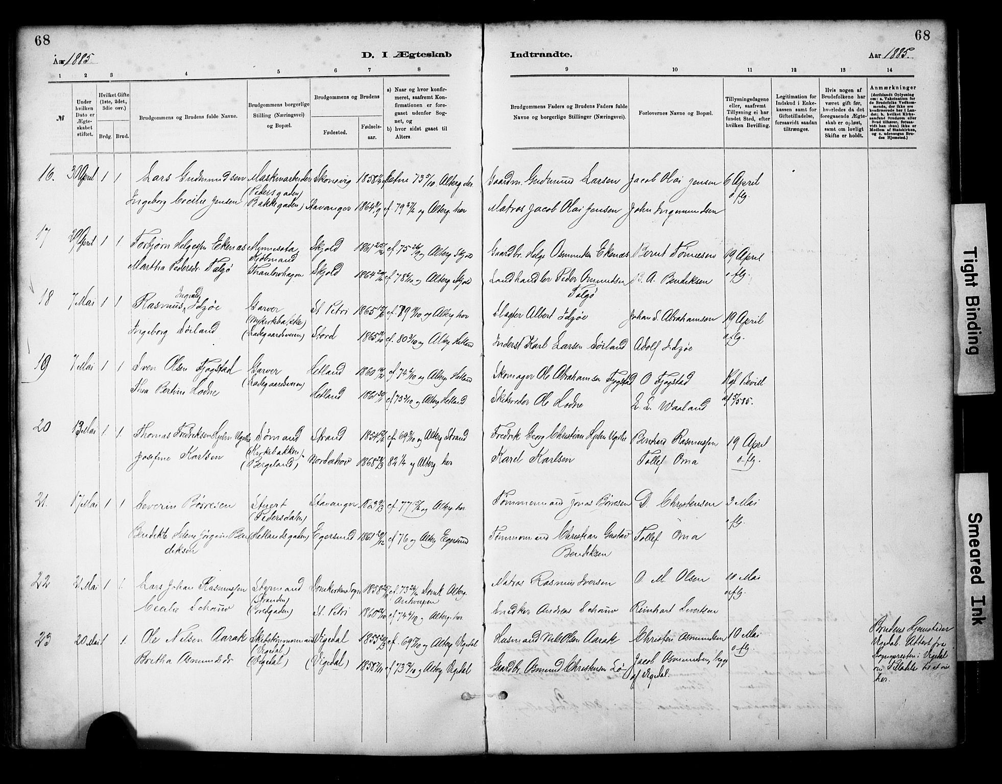 St. Petri sokneprestkontor, AV/SAST-A-101813/001/30/30BA/L0018: Parish register (official) no. A 19, 1879-1900, p. 68