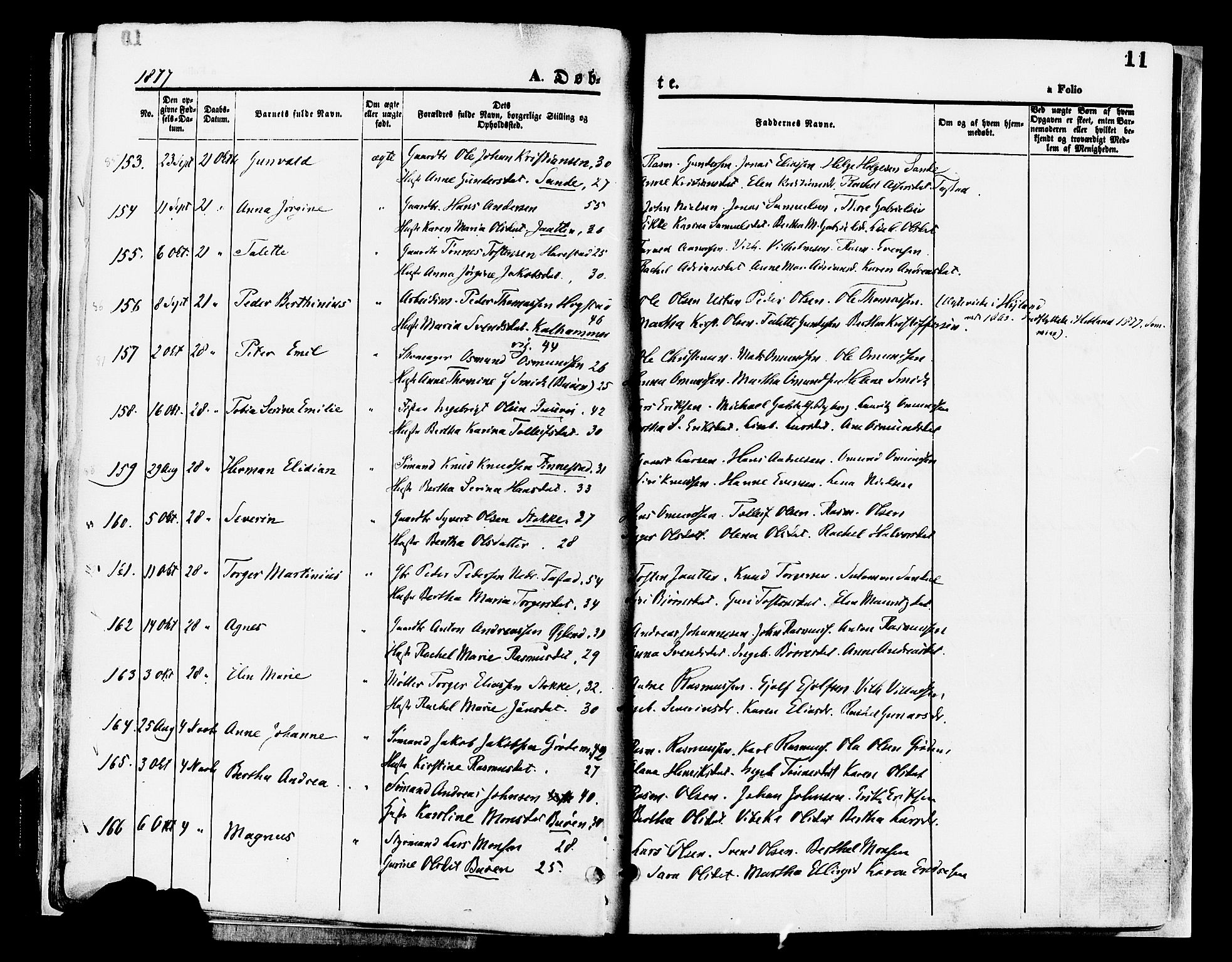 Hetland sokneprestkontor, AV/SAST-A-101826/30/30BA/L0008: Parish register (official) no. A 8, 1877-1884, p. 11