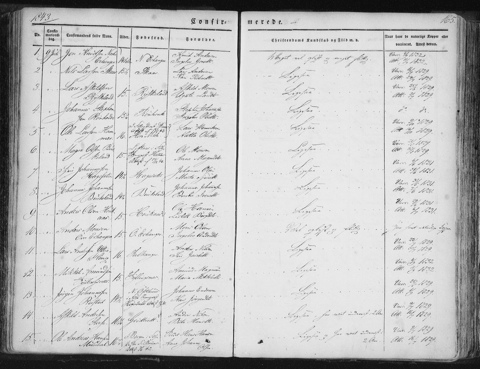 Hamre sokneprestembete, SAB/A-75501/H/Ha/Haa/Haaa/L0012: Parish register (official) no. A 12, 1834-1845, p. 165