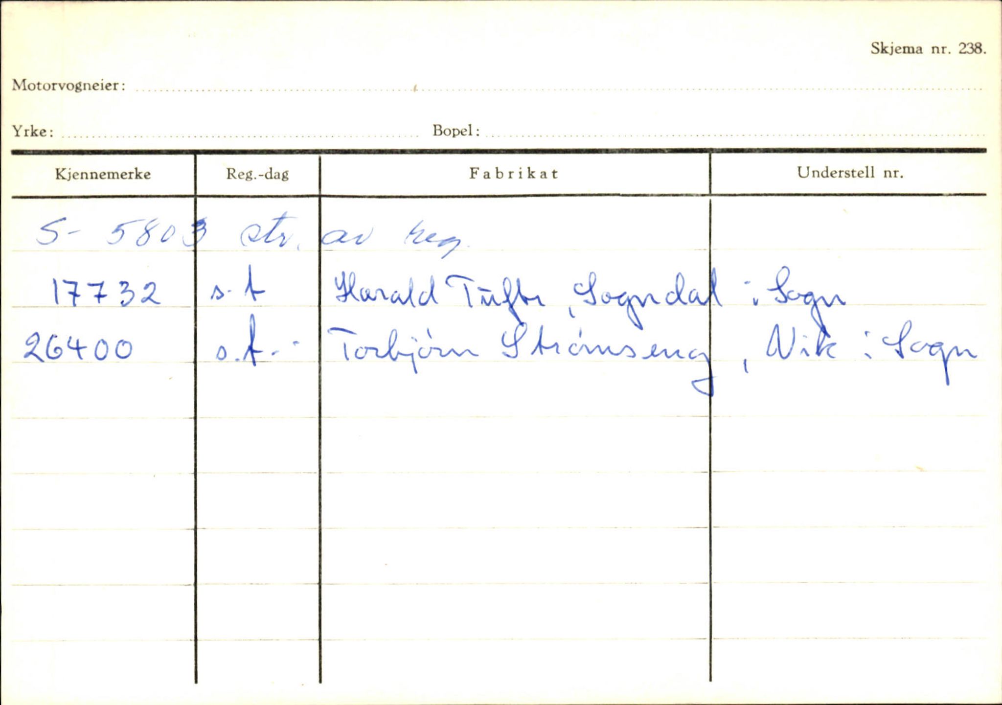 Statens vegvesen, Sogn og Fjordane vegkontor, SAB/A-5301/4/F/L0124: Eigarregister Sogndal A-U, 1945-1975, p. 1267