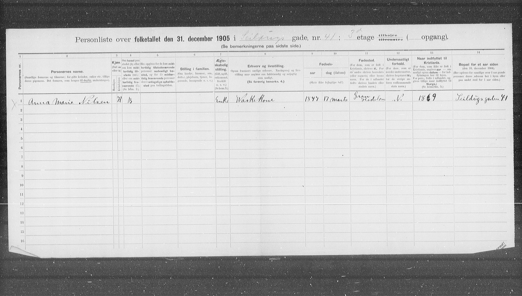 OBA, Municipal Census 1905 for Kristiania, 1905, p. 49151