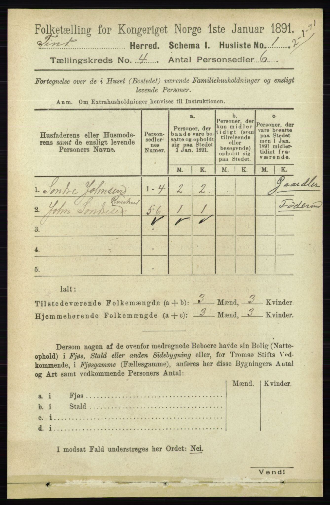 RA, 1891 census for 0826 Tinn, 1891, p. 678