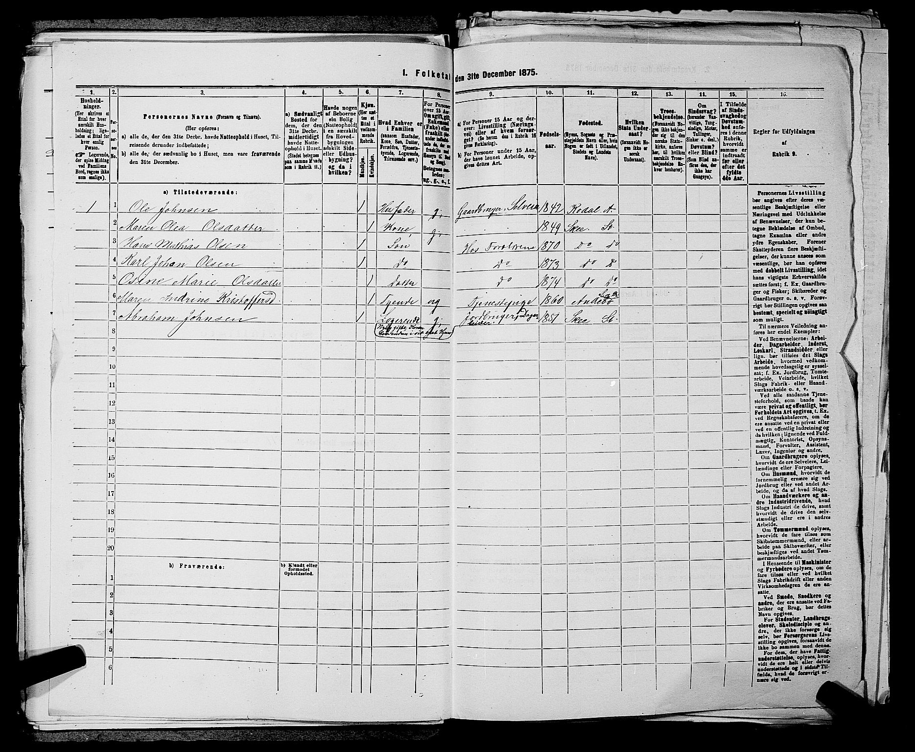SAKO, 1875 census for 0720P Stokke, 1875, p. 1239