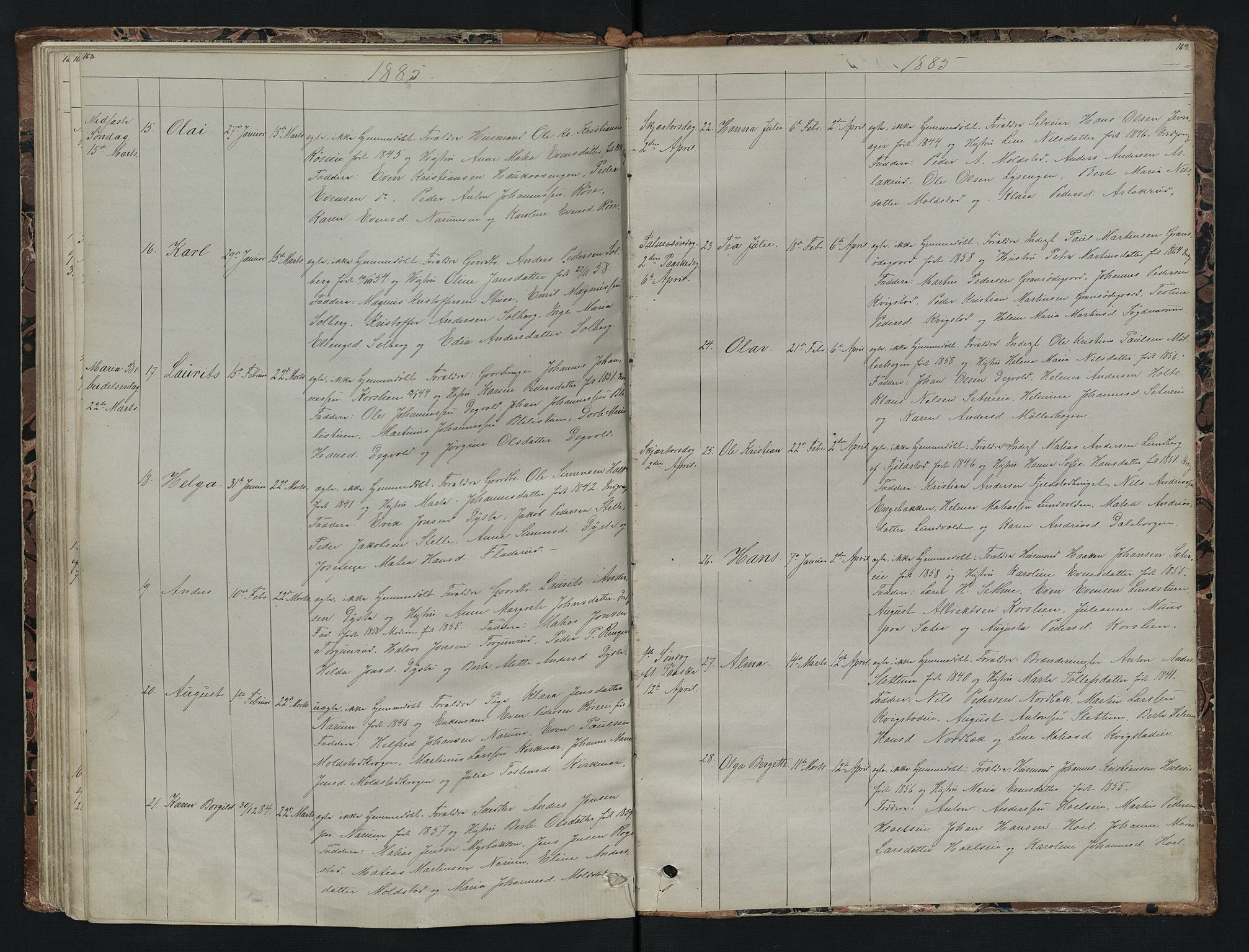 Vestre Toten prestekontor, SAH/PREST-108/H/Ha/Hab/L0007: Parish register (copy) no. 7, 1872-1900, p. 168-169