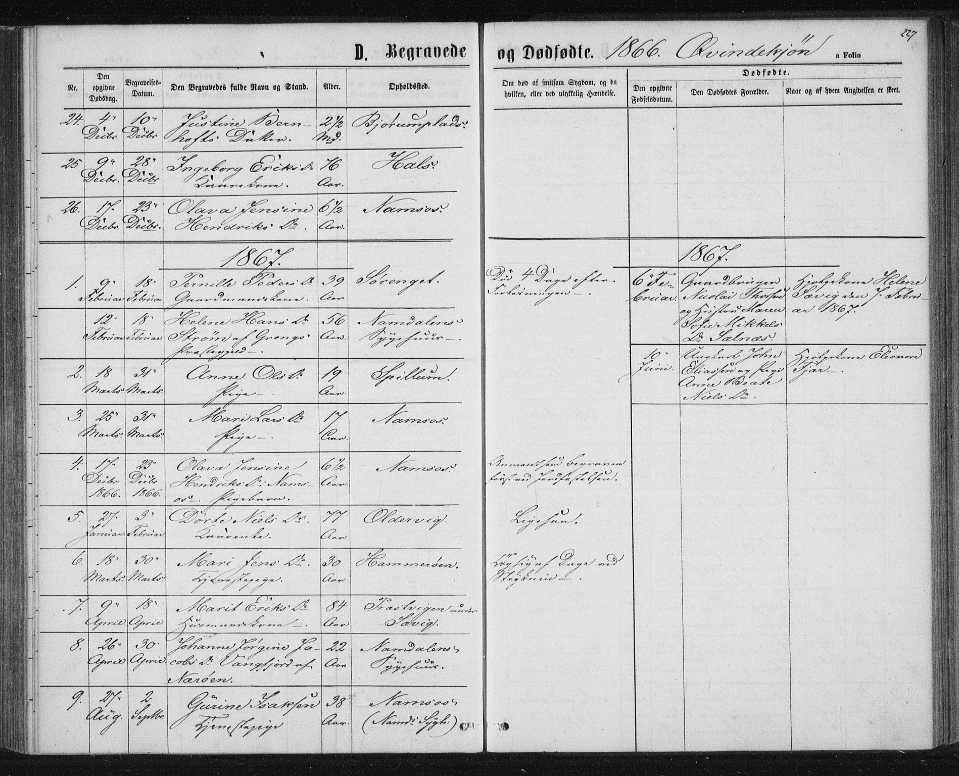 Ministerialprotokoller, klokkerbøker og fødselsregistre - Nord-Trøndelag, AV/SAT-A-1458/768/L0570: Parish register (official) no. 768A05, 1865-1874, p. 227