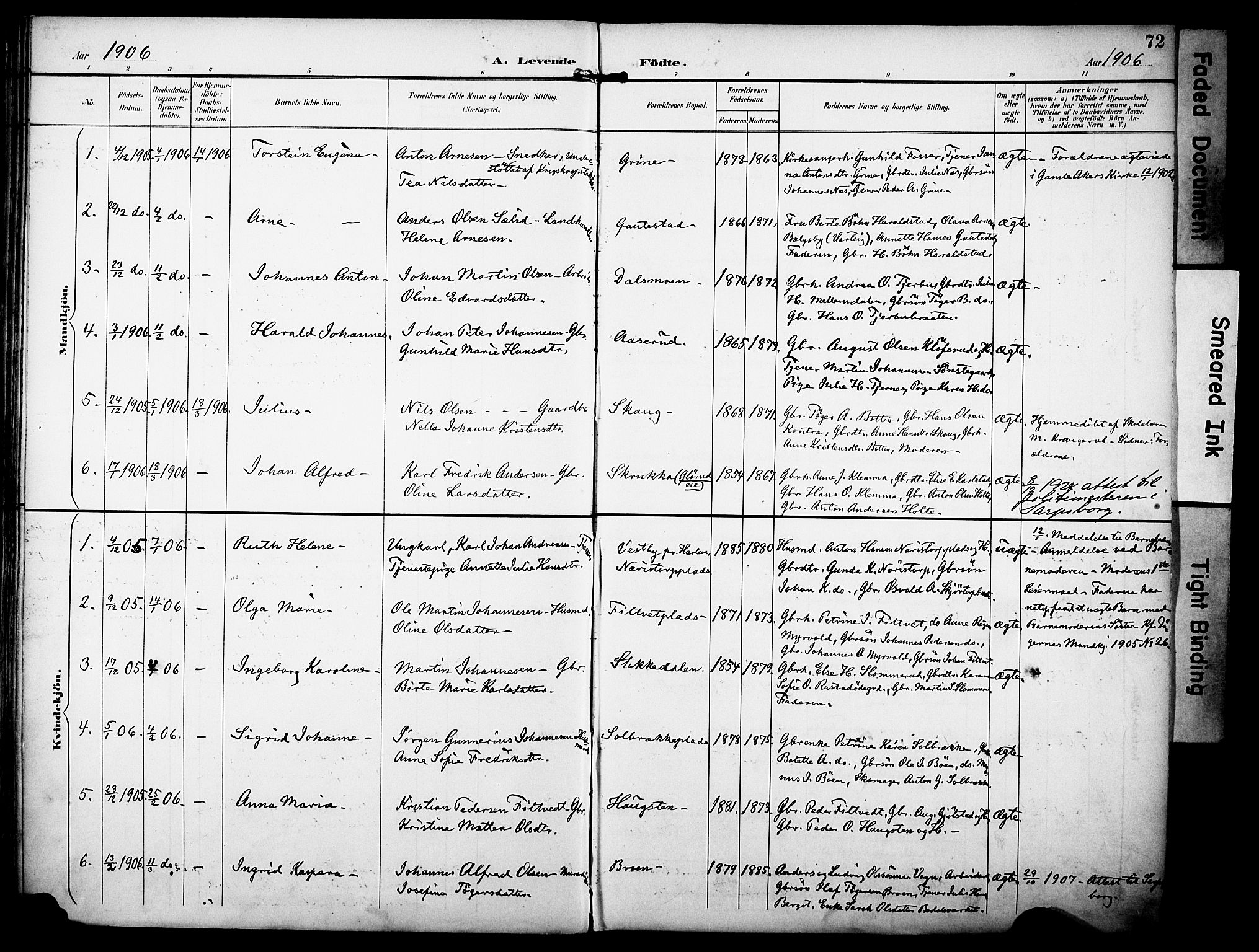 Rakkestad prestekontor Kirkebøker, AV/SAO-A-2008/F/Fa/L0013: Parish register (official) no. I 13, 1894-1908, p. 72