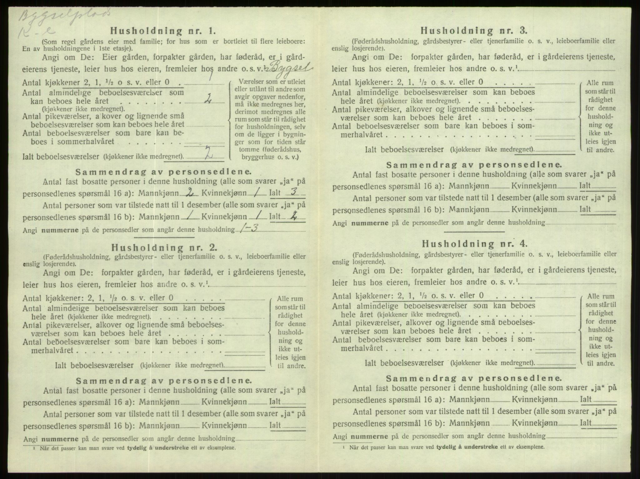 SAB, 1920 census for Hornindal, 1920, p. 488