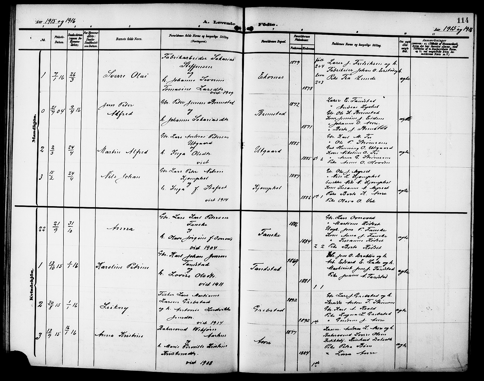 Ministerialprotokoller, klokkerbøker og fødselsregistre - Møre og Romsdal, AV/SAT-A-1454/523/L0341: Parish register (copy) no. 523C04, 1903-1916, p. 114