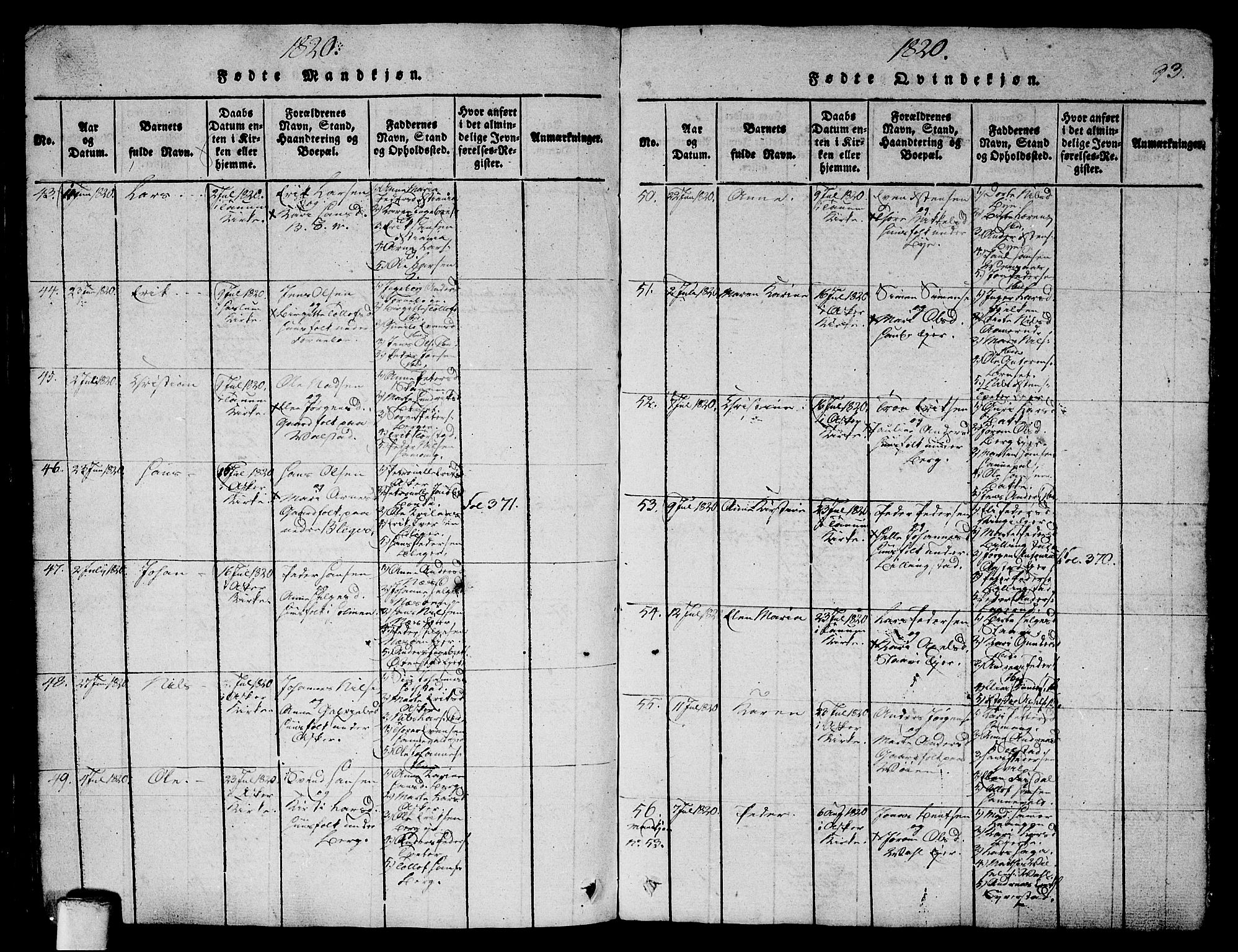 Asker prestekontor Kirkebøker, AV/SAO-A-10256a/G/Ga/L0001: Parish register (copy) no. I 1, 1814-1830, p. 93