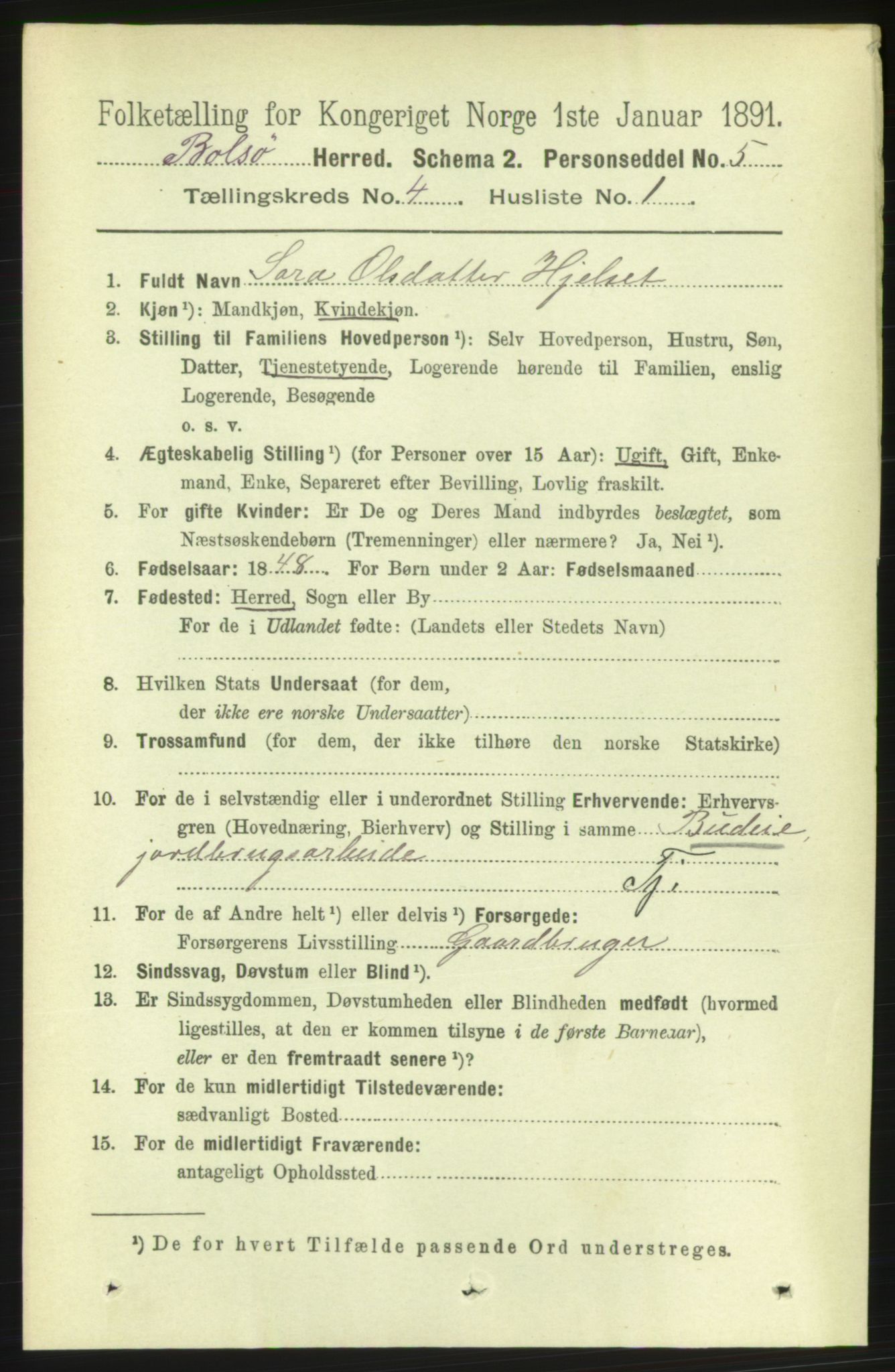 RA, 1891 census for 1544 Bolsøy, 1891, p. 2411