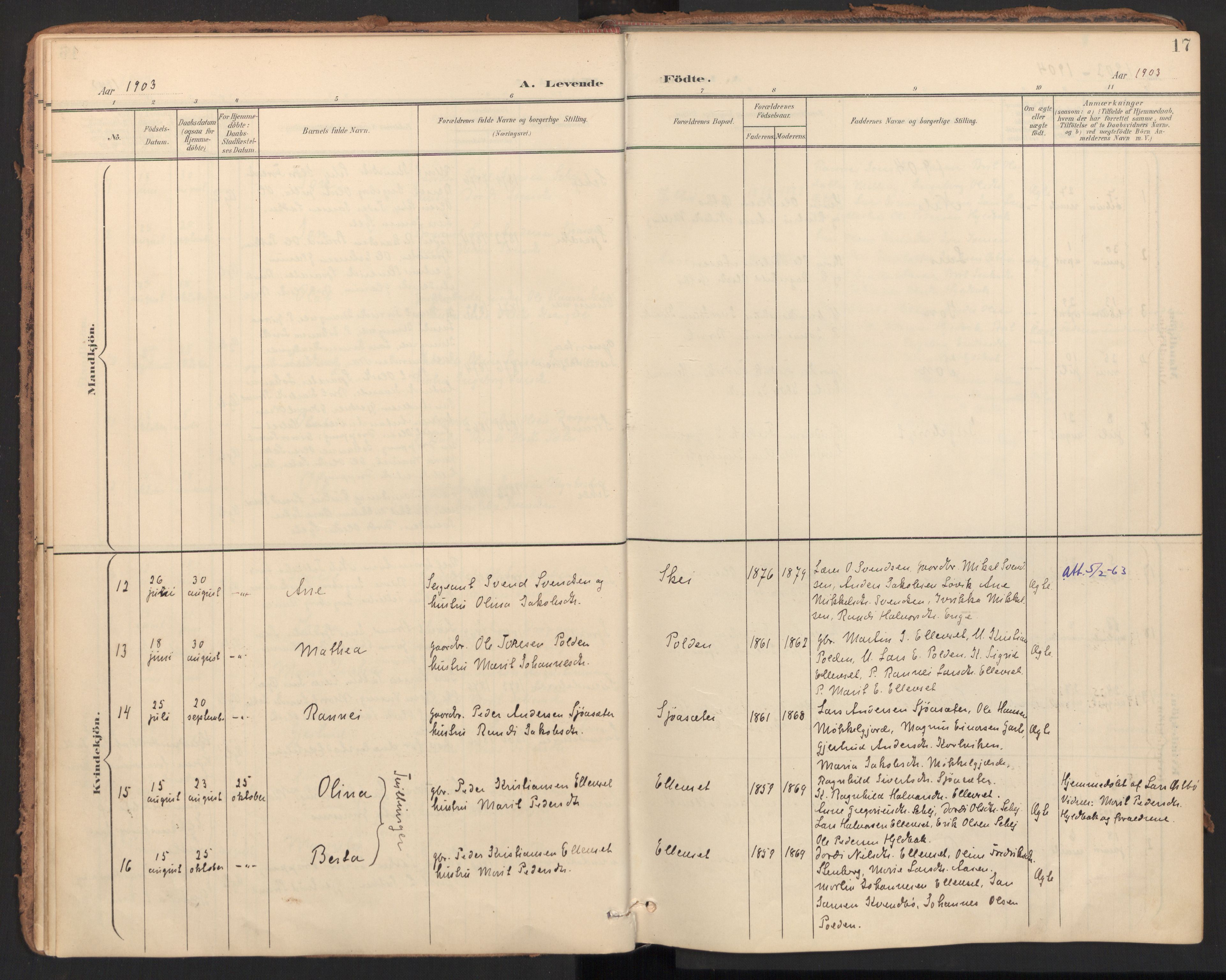 Ministerialprotokoller, klokkerbøker og fødselsregistre - Møre og Romsdal, AV/SAT-A-1454/596/L1057: Parish register (official) no. 596A02, 1900-1917, p. 17