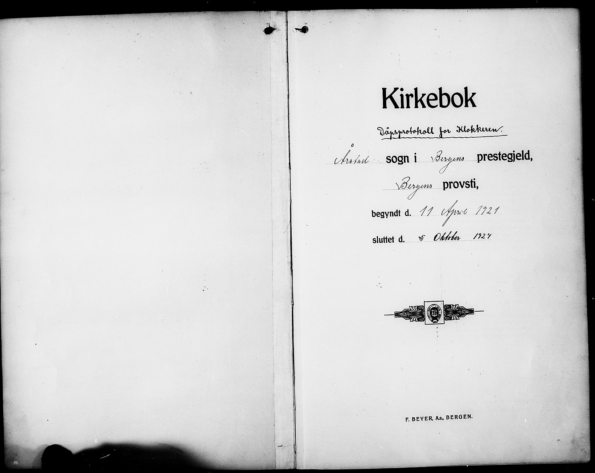Årstad Sokneprestembete, SAB/A-79301/H/Hab/L0004: Parish register (copy) no. A 4, 1921-1924