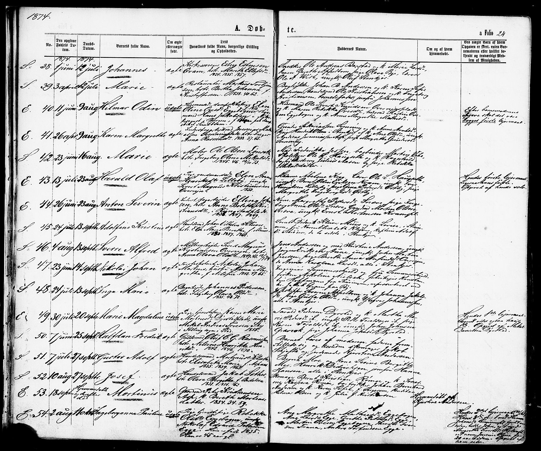 Ministerialprotokoller, klokkerbøker og fødselsregistre - Nord-Trøndelag, SAT/A-1458/739/L0370: Parish register (official) no. 739A02, 1868-1881, p. 24
