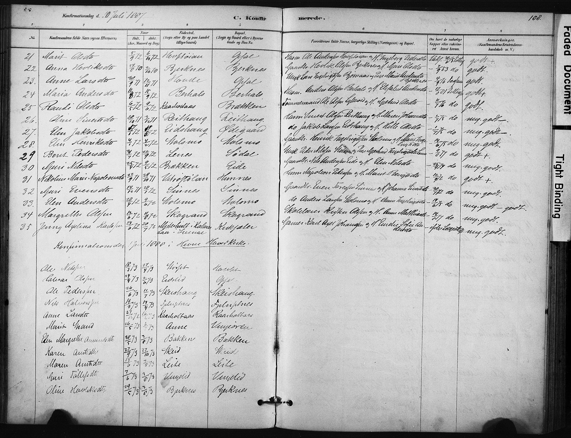 Ministerialprotokoller, klokkerbøker og fødselsregistre - Sør-Trøndelag, SAT/A-1456/631/L0512: Parish register (official) no. 631A01, 1879-1912, p. 108