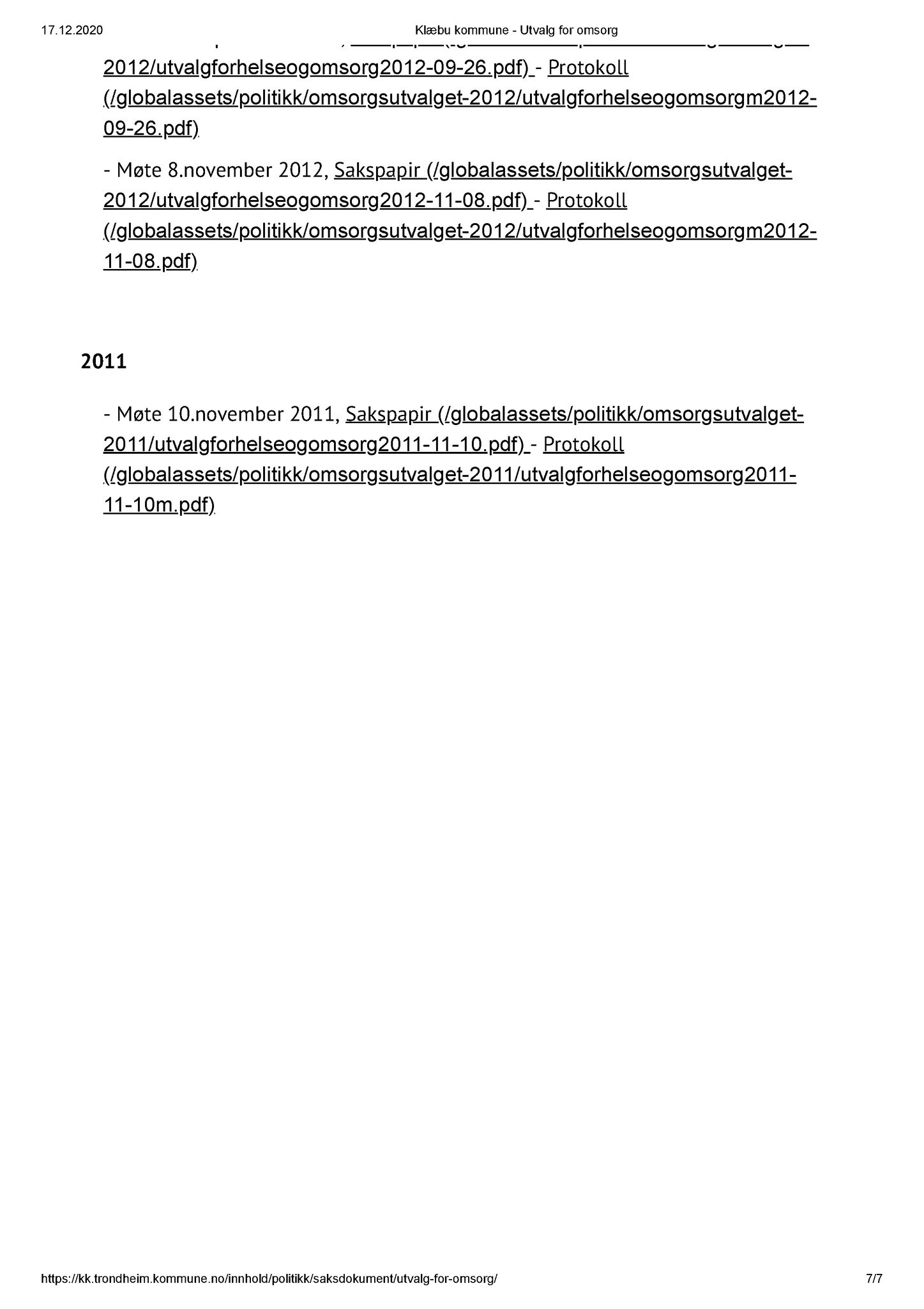 Klæbu Kommune, TRKO/KK/05-UOm/L001: Utvalg for omsorg - Møteoversikt, 2011-2019, p. 7