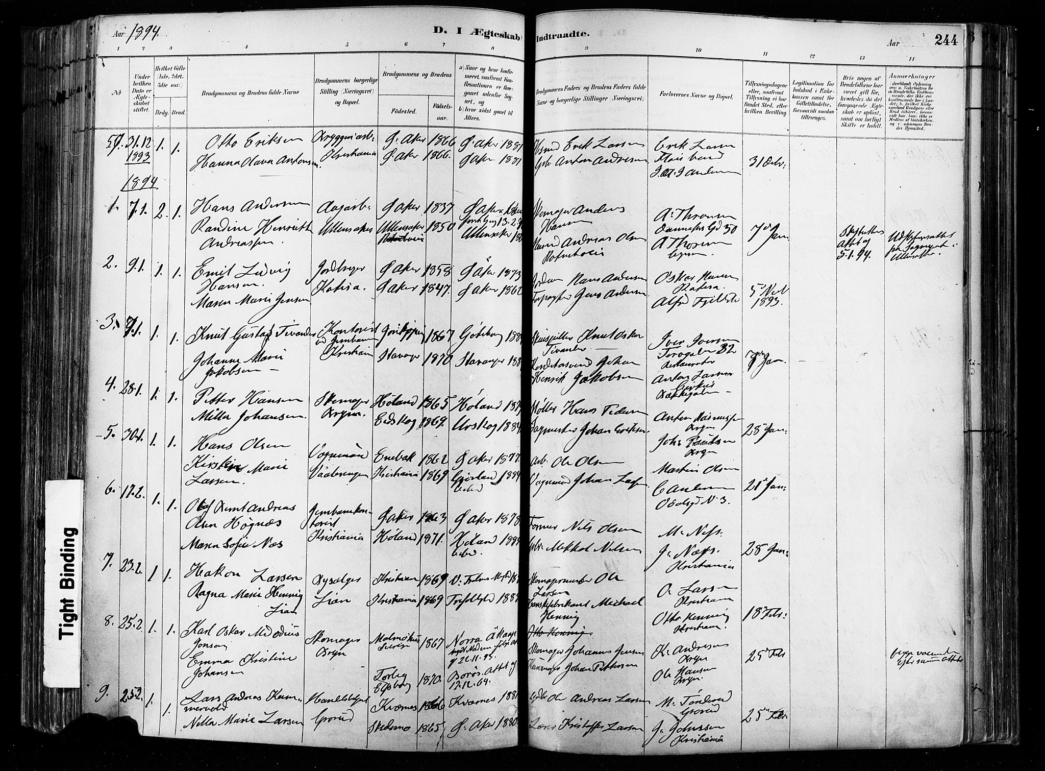 Østre Aker prestekontor Kirkebøker, SAO/A-10840/F/Fa/L0008: Parish register (official) no. I 8, 1883-1894, p. 244