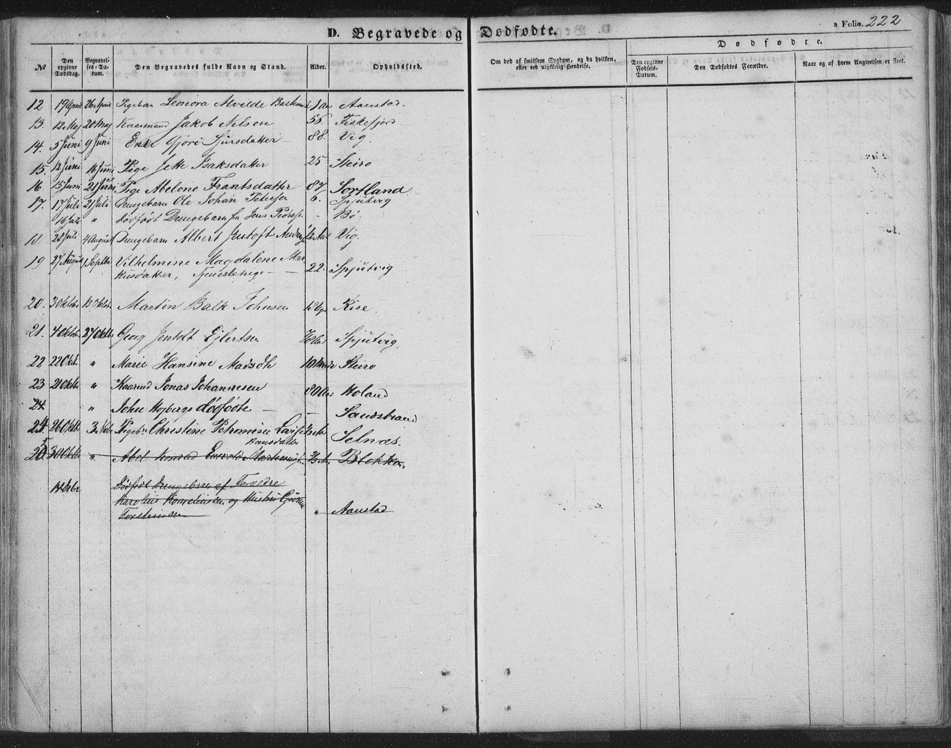 Ministerialprotokoller, klokkerbøker og fødselsregistre - Nordland, AV/SAT-A-1459/895/L1369: Parish register (official) no. 895A04, 1852-1872, p. 222