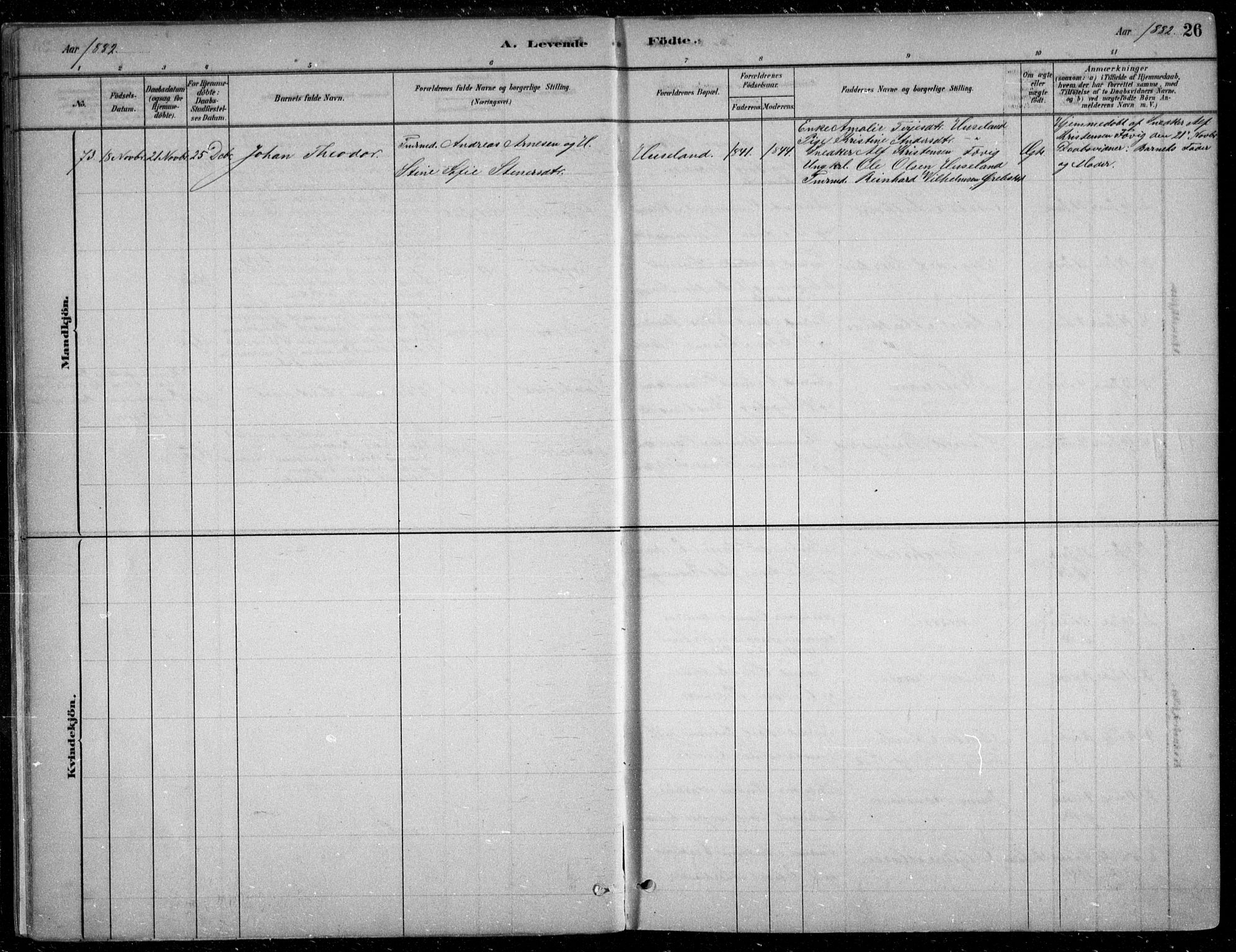 Fjære sokneprestkontor, AV/SAK-1111-0011/F/Fb/L0011: Parish register (copy) no. B 11, 1881-1905, p. 26