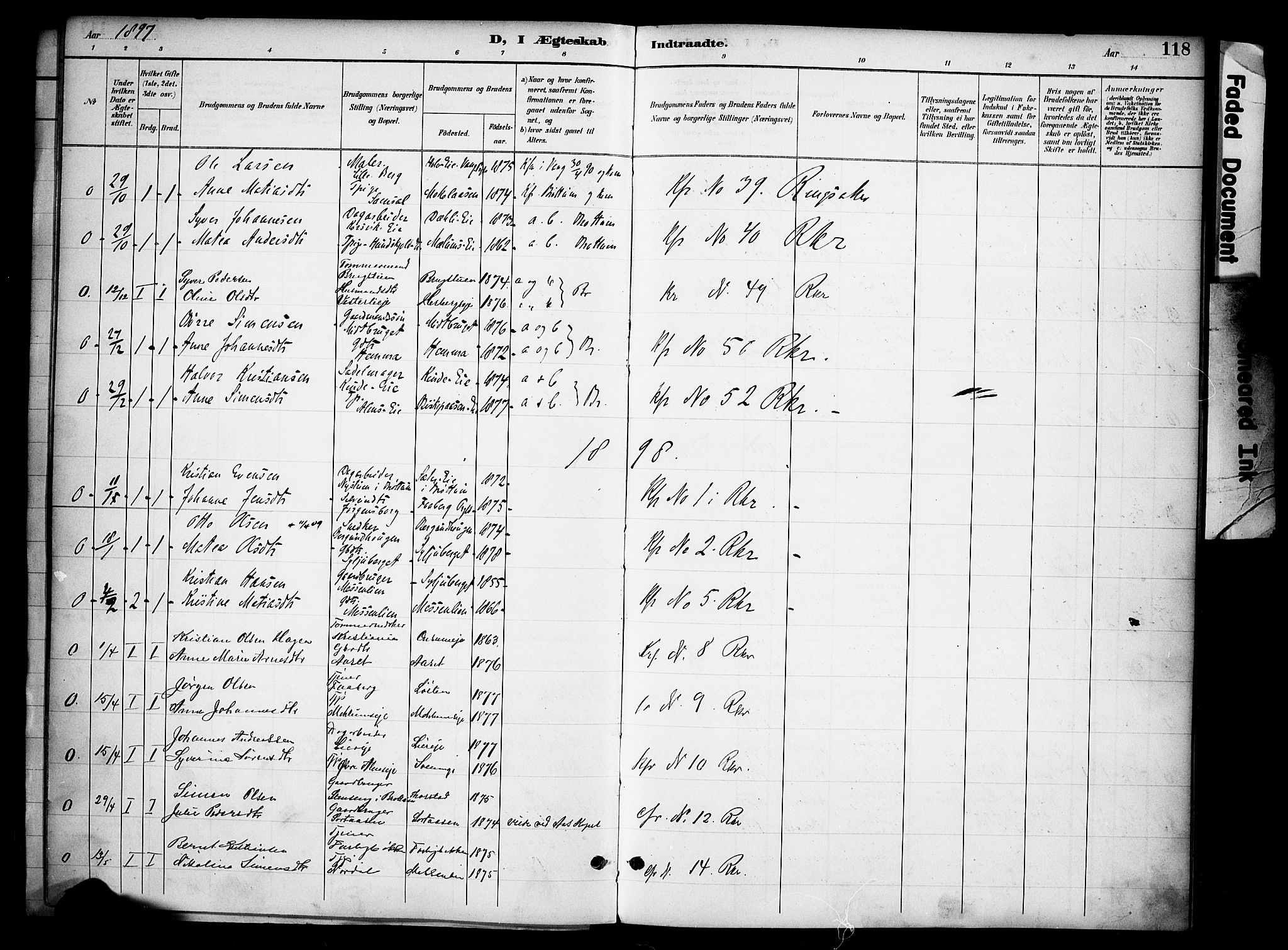 Ringsaker prestekontor, SAH/PREST-014/K/Ka/L0015: Parish register (official) no. 15, 1891-1904, p. 118