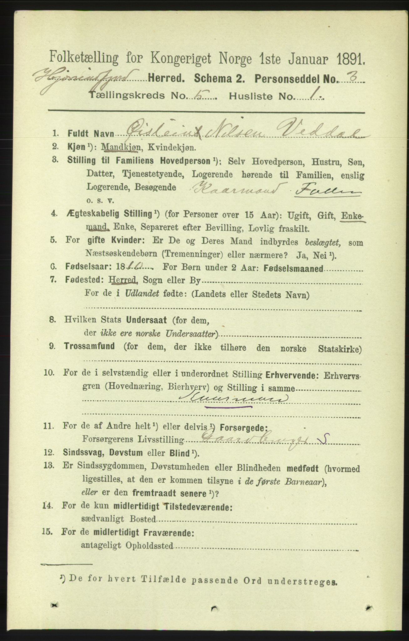 RA, 1891 census for 1522 Hjørundfjord, 1891, p. 897