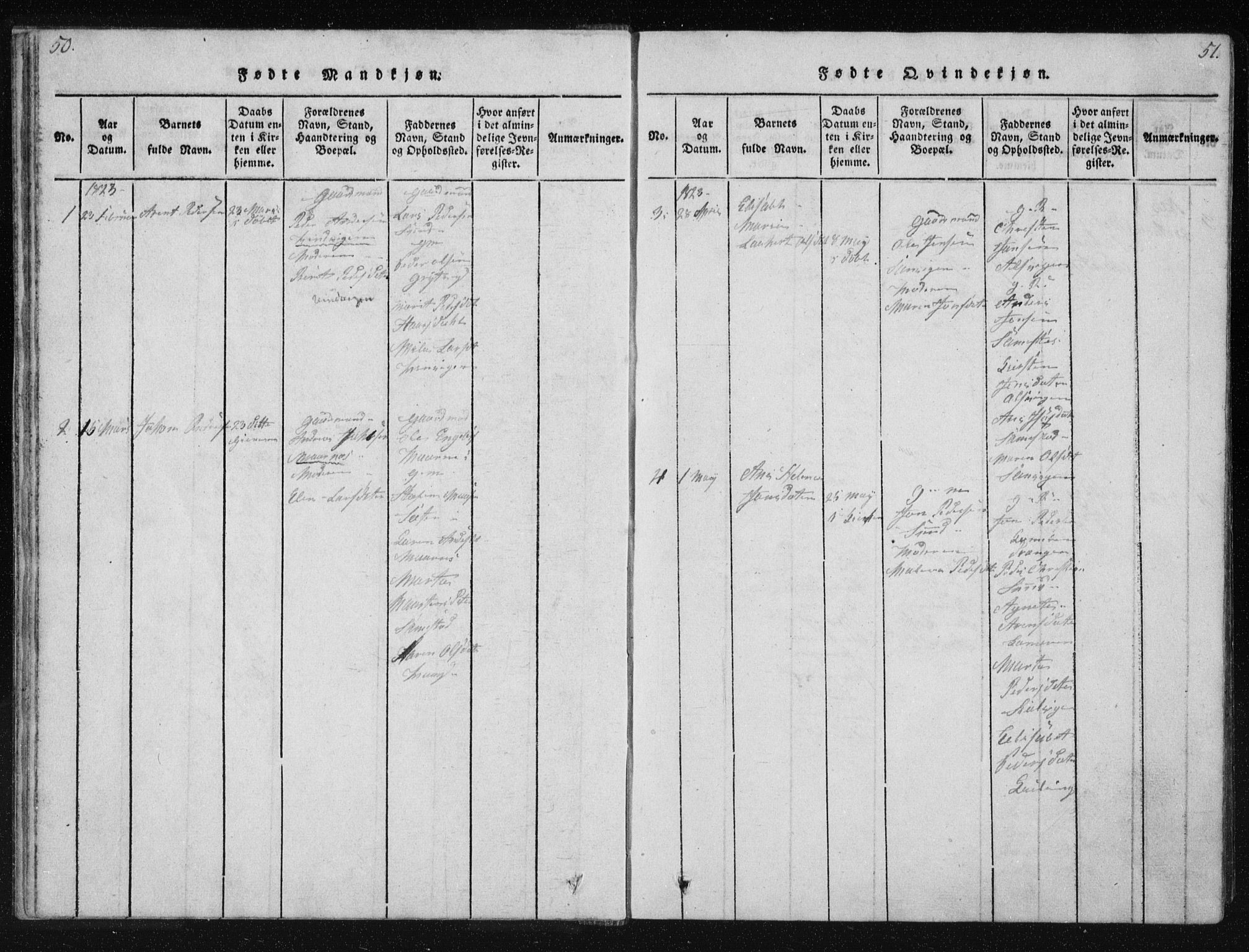 Ministerialprotokoller, klokkerbøker og fødselsregistre - Nordland, SAT/A-1459/805/L0096: Parish register (official) no. 805A03, 1820-1837, p. 50-51