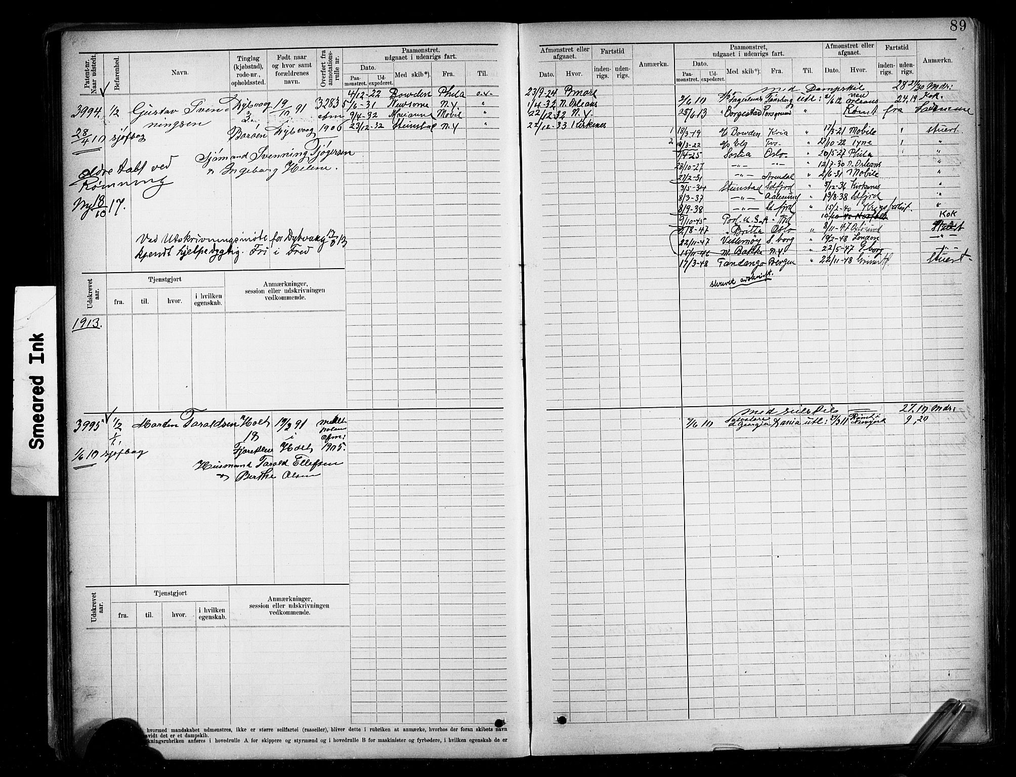 Tvedestrand mønstringskrets, AV/SAK-2031-0011/F/Fb/L0020: Hovedrulle A nr 3819-4409, U-36, 1906-1918, p. 94