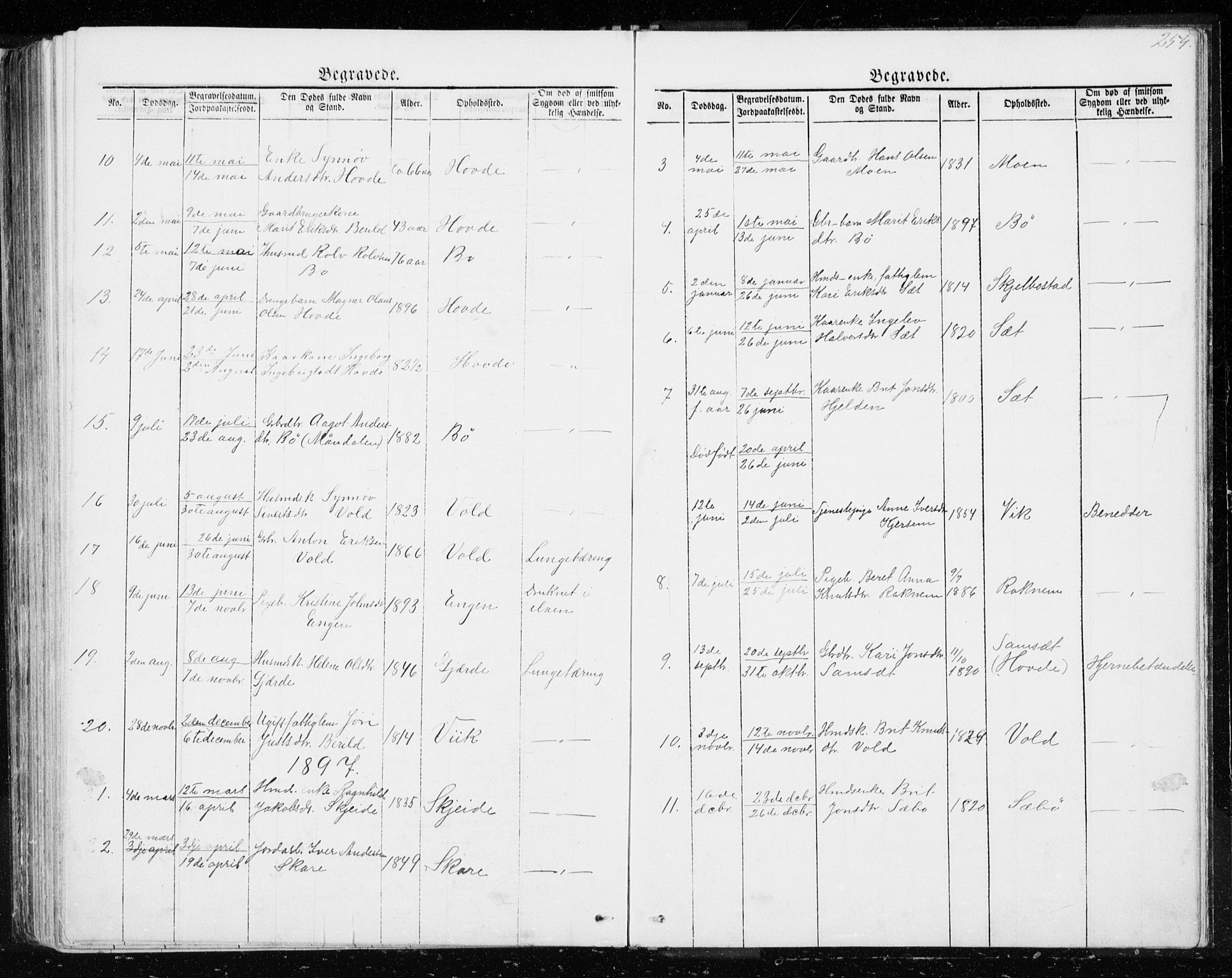 Ministerialprotokoller, klokkerbøker og fødselsregistre - Møre og Romsdal, SAT/A-1454/543/L0564: Parish register (copy) no. 543C02, 1867-1915, p. 254