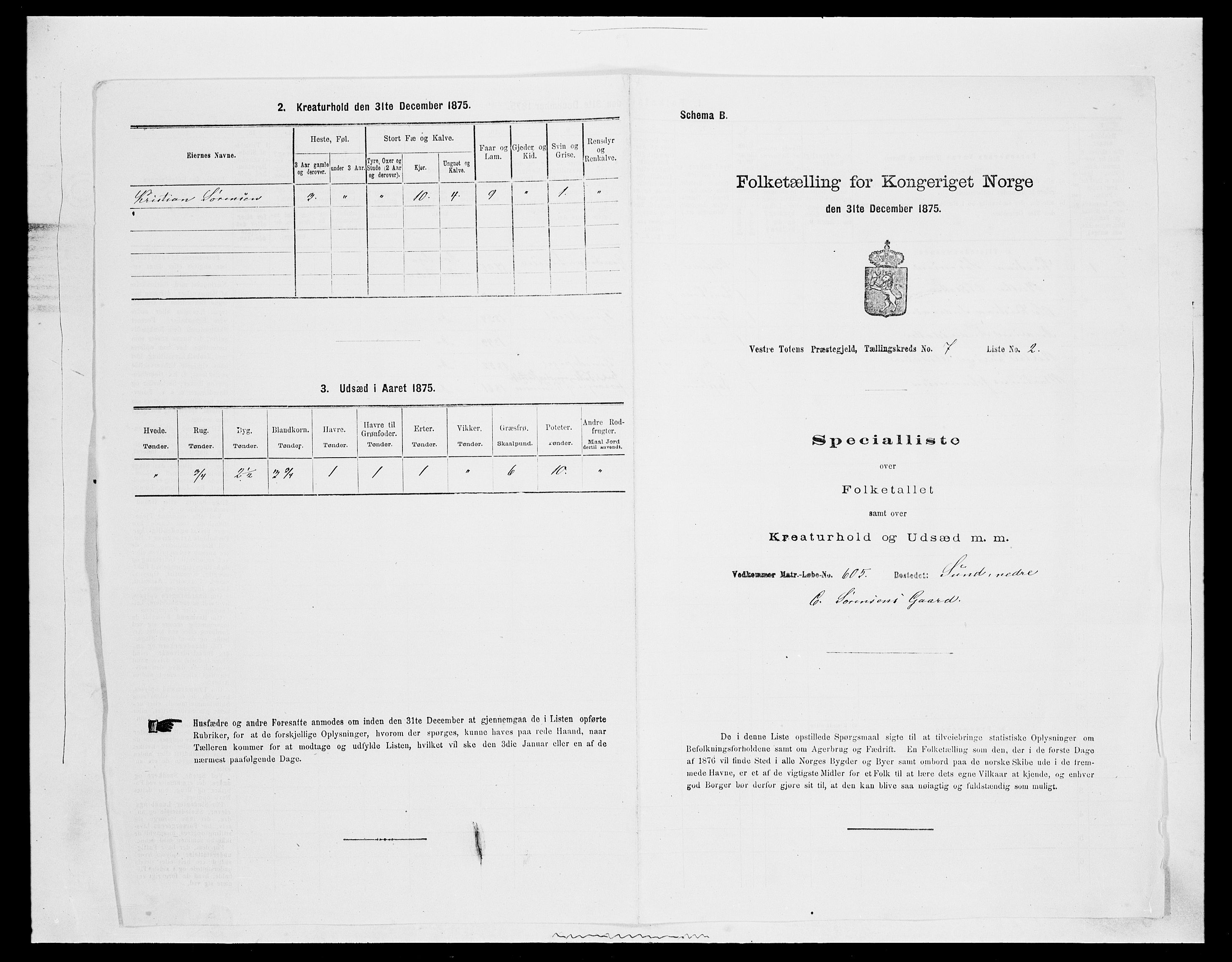 SAH, 1875 census for 0529P Vestre Toten, 1875, p. 1369