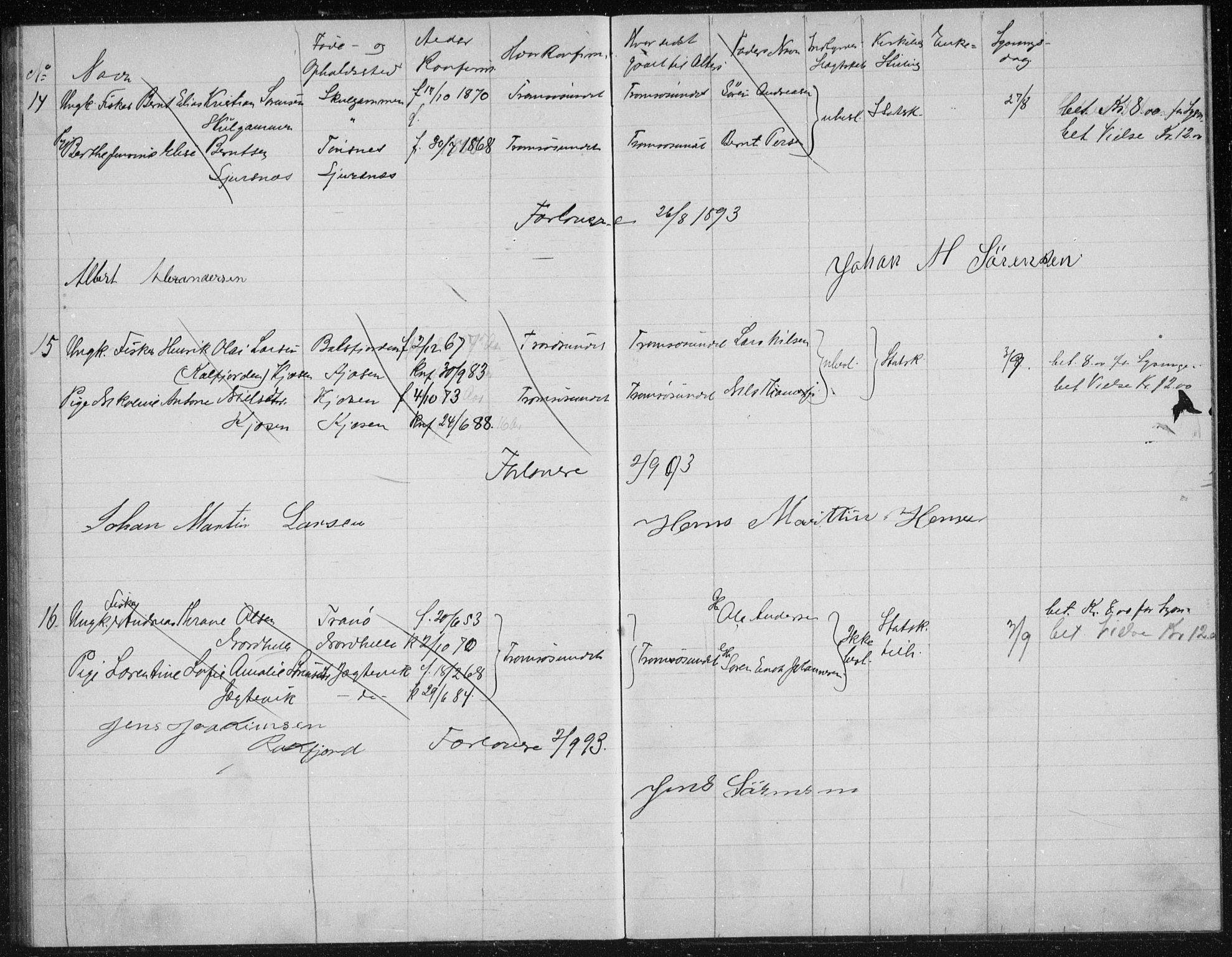 Tromsøysund sokneprestkontor, AV/SATØ-S-1304/H/Hc/L0057: Banns register no. 57, 1887-1894