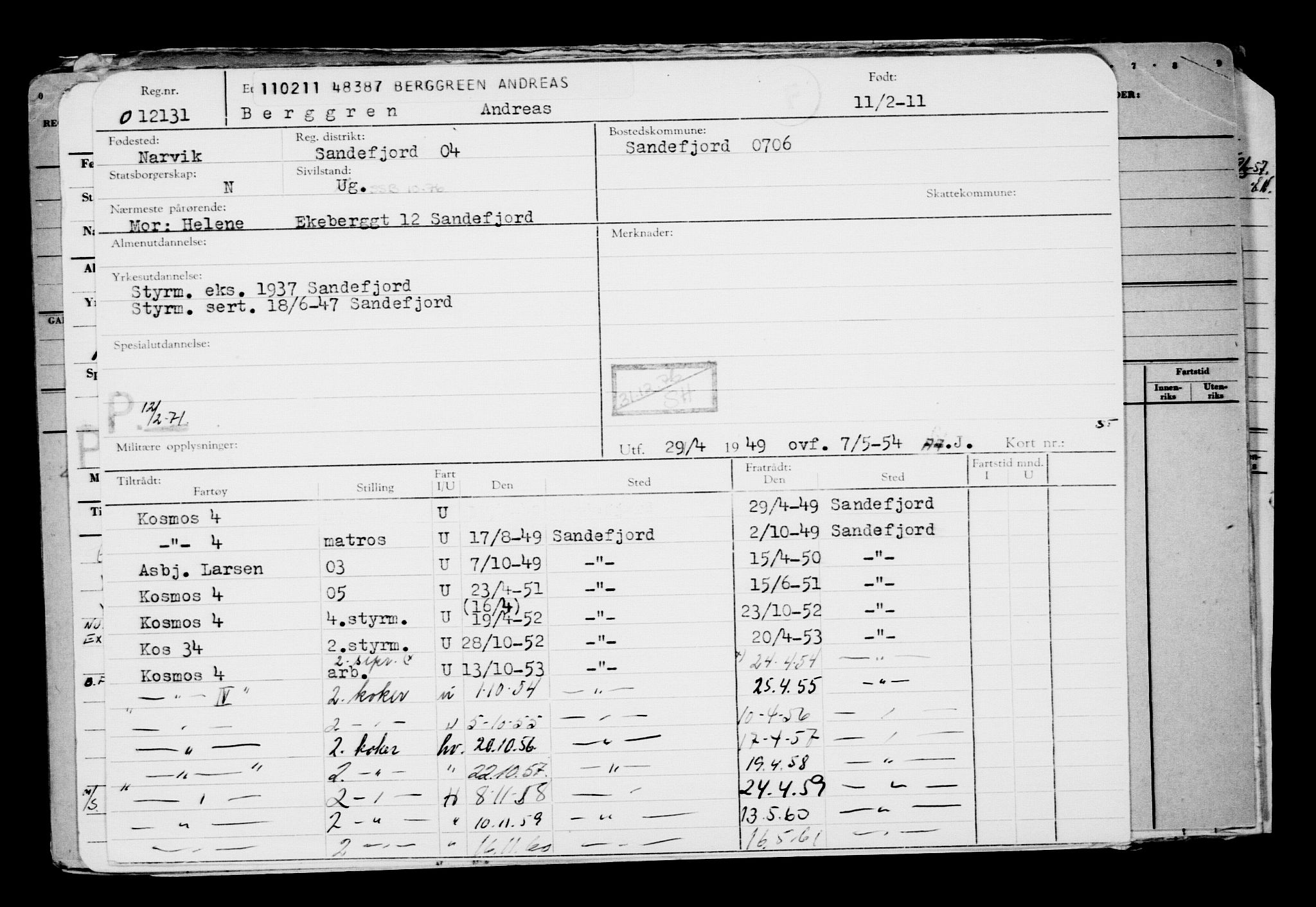 Direktoratet for sjømenn, AV/RA-S-3545/G/Gb/L0094: Hovedkort, 1911, p. 151