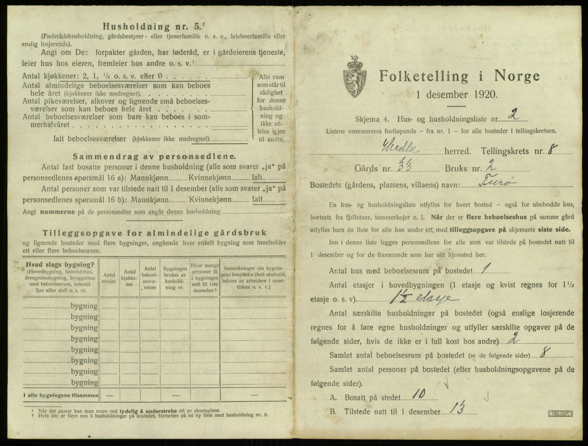 SAB, 1920 census for Herdla, 1920, p. 713