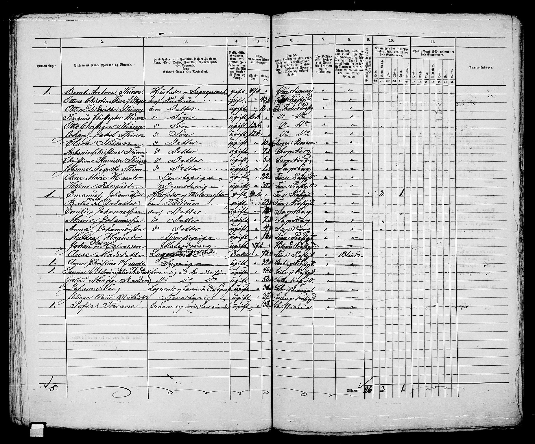 RA, 1865 census for Sarpsborg, 1865, p. 346