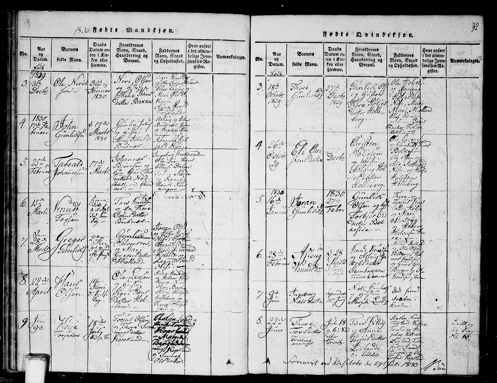 Gransherad kirkebøker, SAKO/A-267/G/Ga/L0001: Parish register (copy) no. I 1, 1815-1842, p. 32