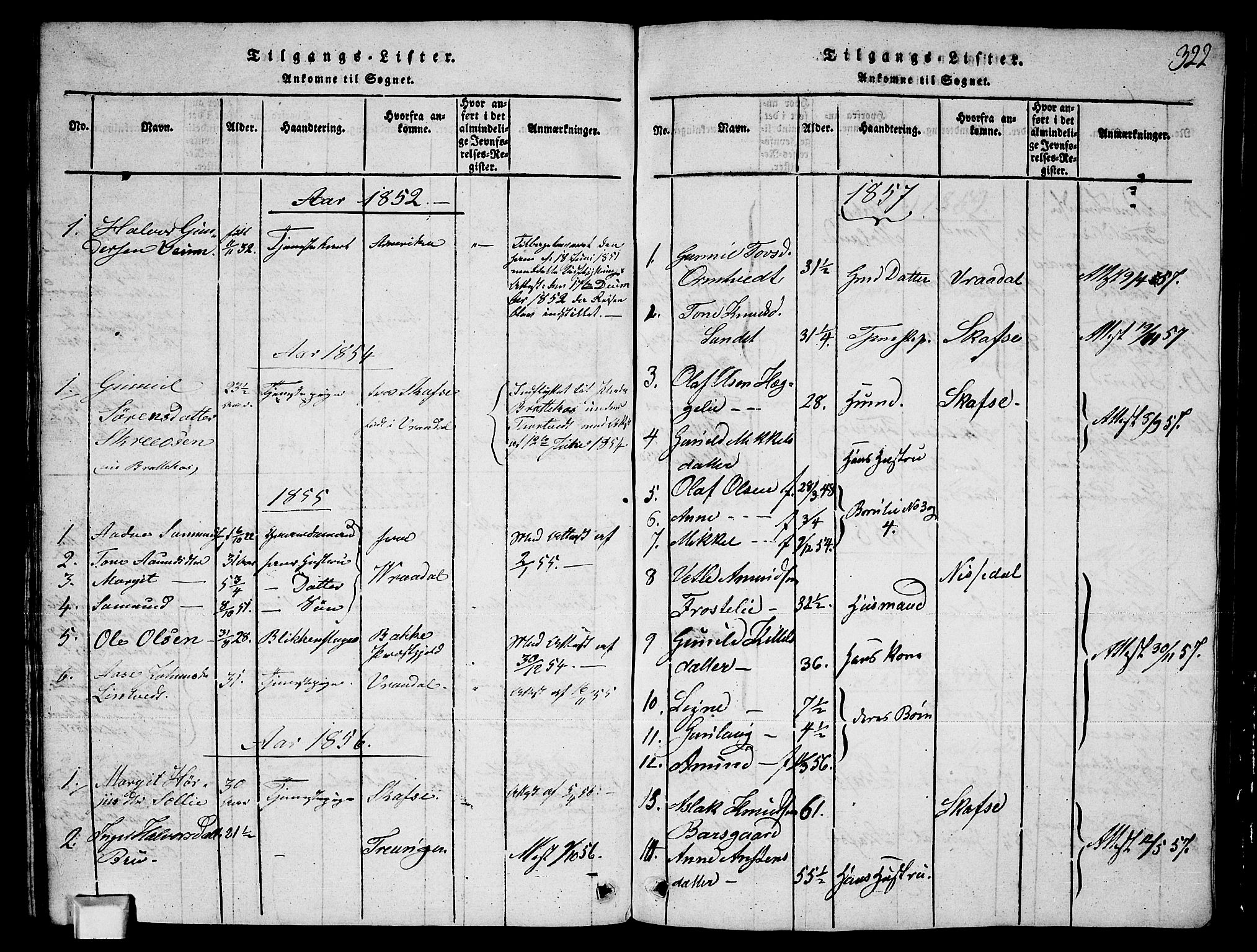 Fyresdal kirkebøker, SAKO/A-263/G/Ga/L0003: Parish register (copy) no. I 3, 1815-1863, p. 322