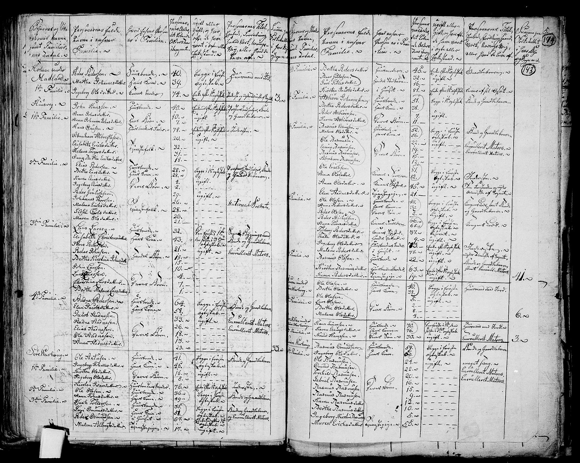 RA, 1801 census for 1119P Hå, 1801, p. 142b-143a