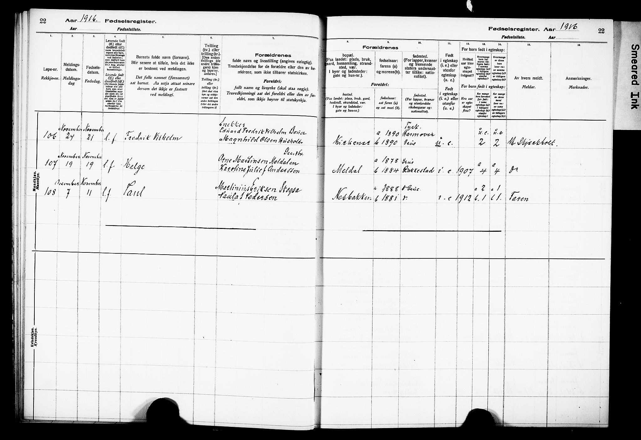 Grue prestekontor, SAH/PREST-036/I/Id: Birth register no. 1, 1916-1926, p. 22